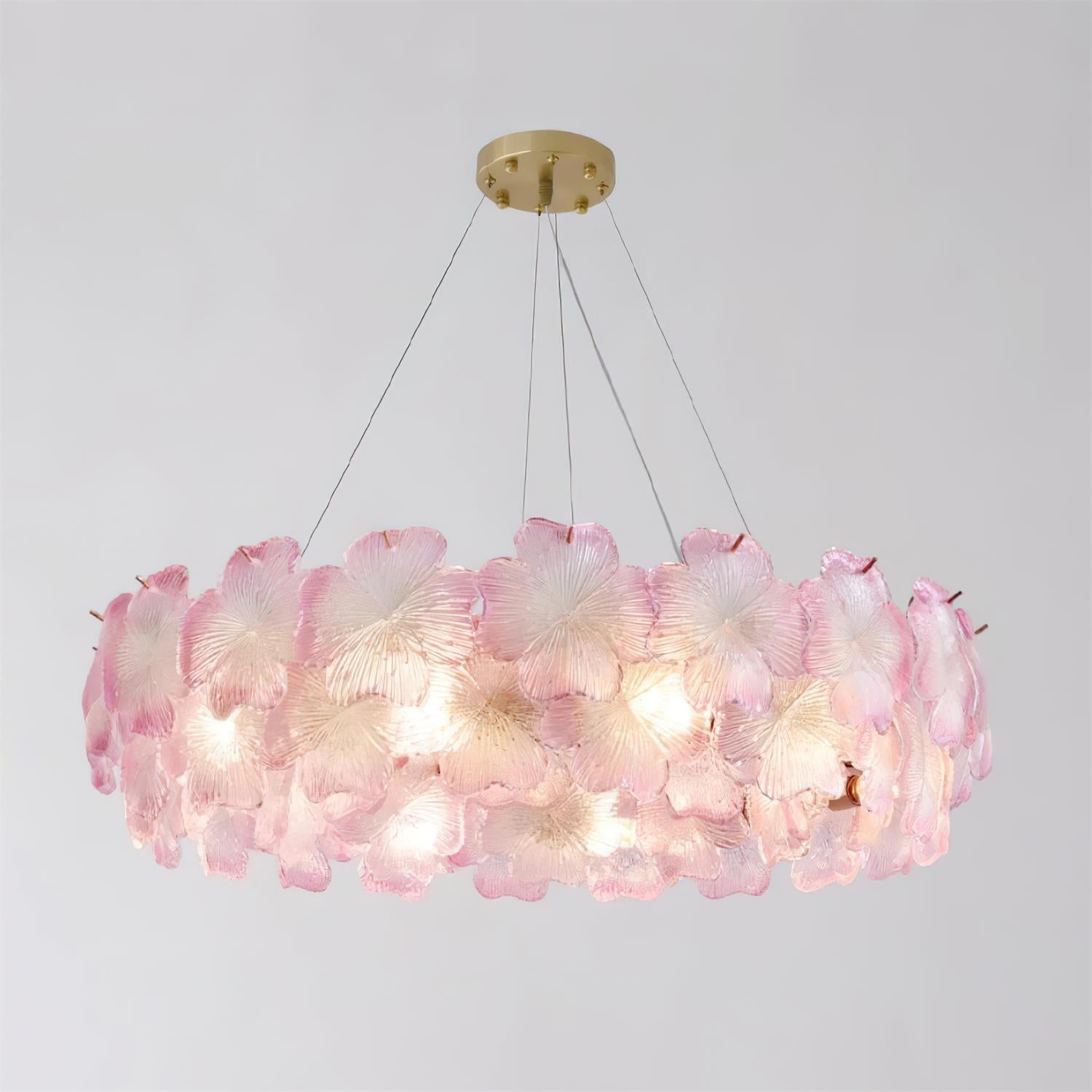 Ophelis Lustre en Verre à Fleurs Roses