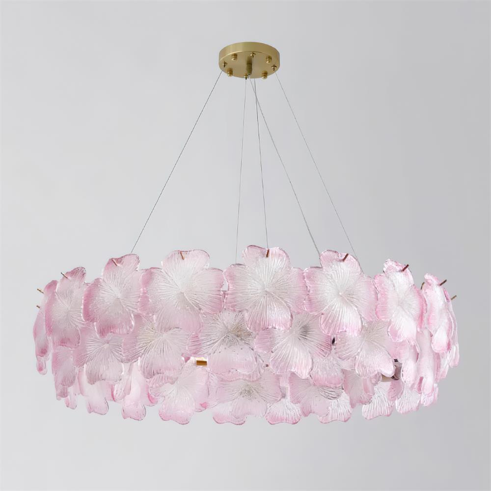 Ophelis Lustre en Verre à Fleurs Roses