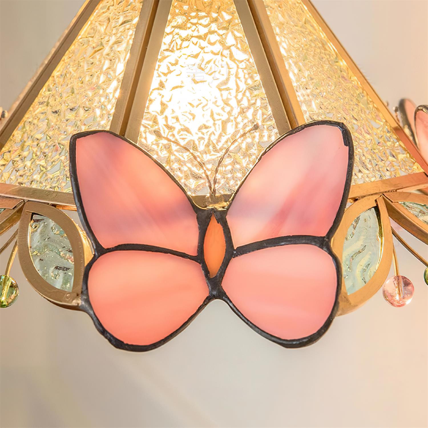 Tiffany Suspension Papillon en Verre Tâché