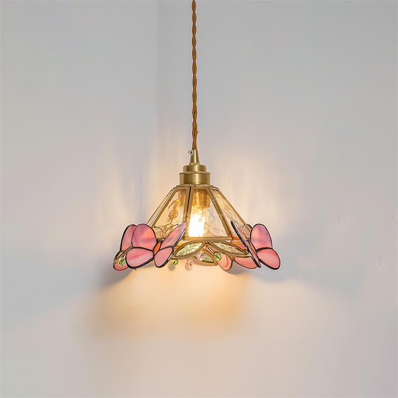 Tiffany Suspension Papillon en Verre Tâché