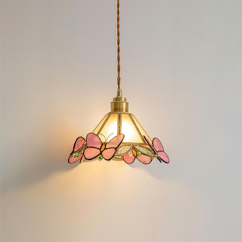 Tiffany Suspension Papillon en Verre Tâché