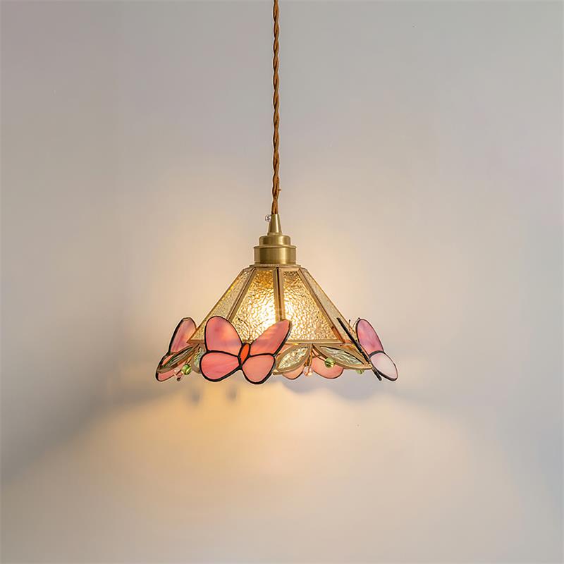 Tiffany Suspension Papillon en Verre Tâché