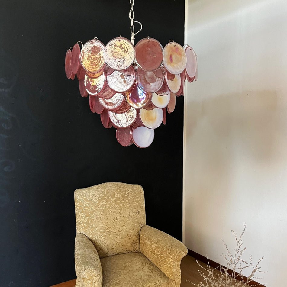 Aurora Lustre Rose Disque Murano Superposé