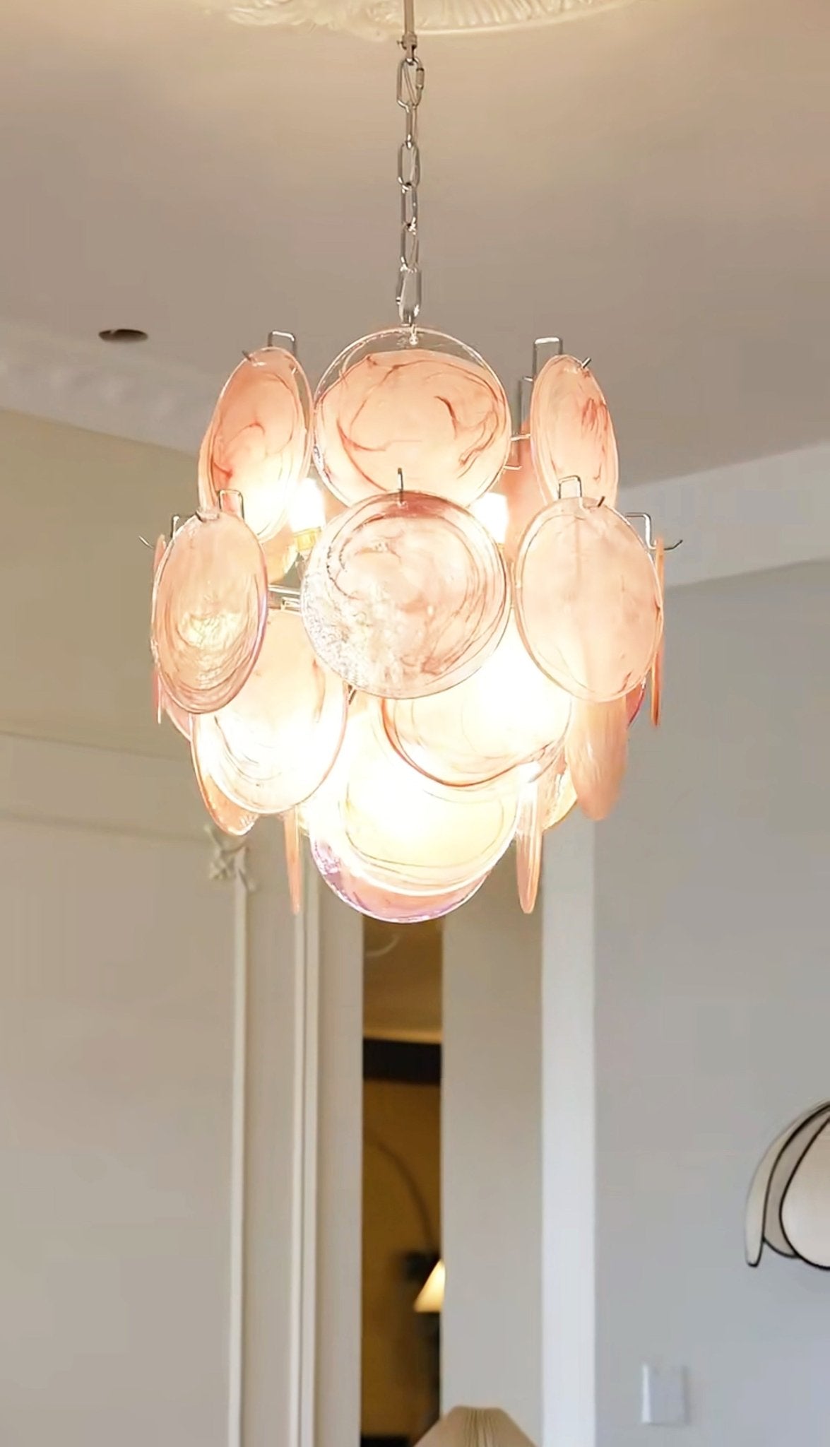 Aurora Lustre en Verre de Murano Rose Vintage