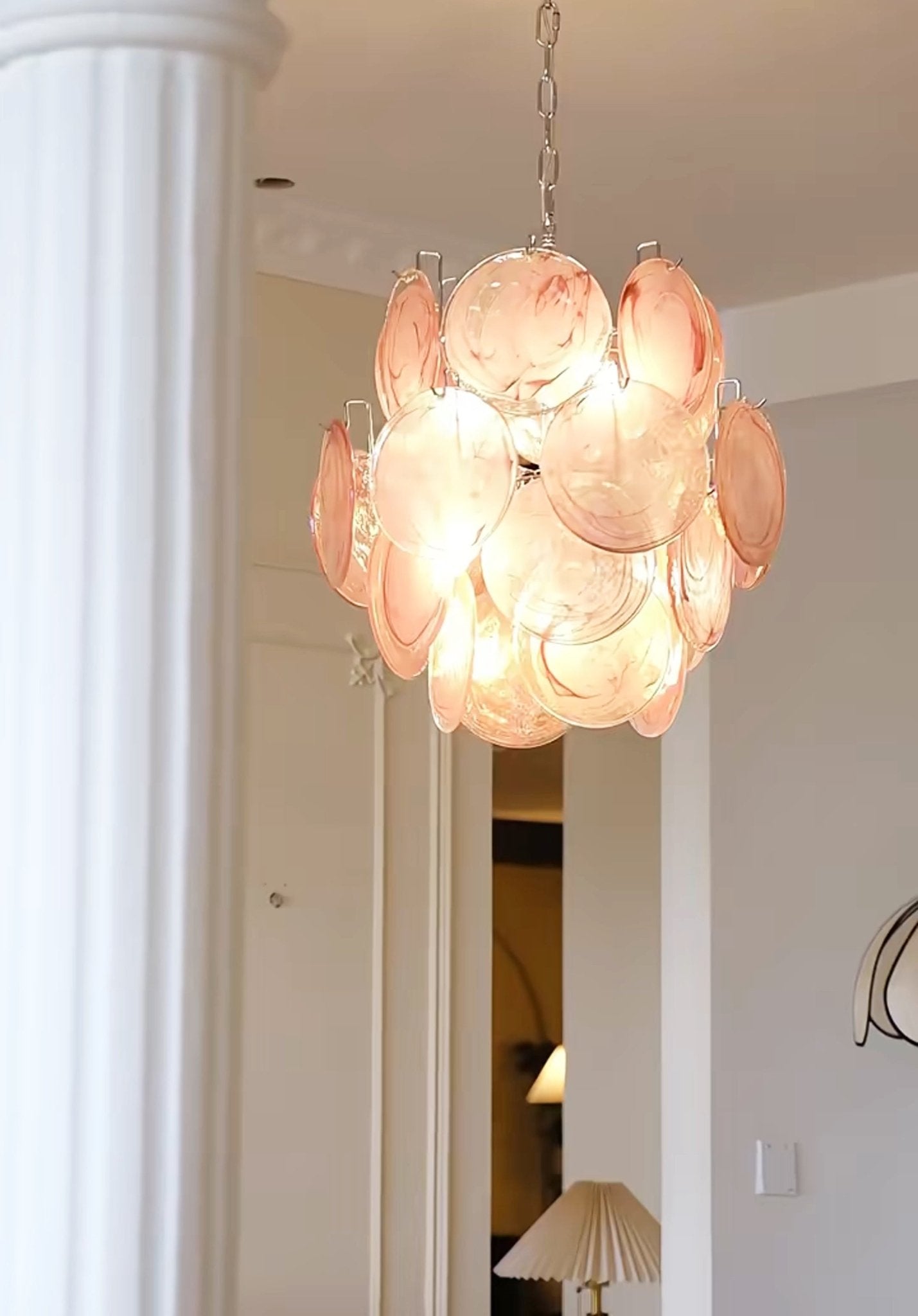 Aurora Lustre en Verre de Murano Rose Vintage