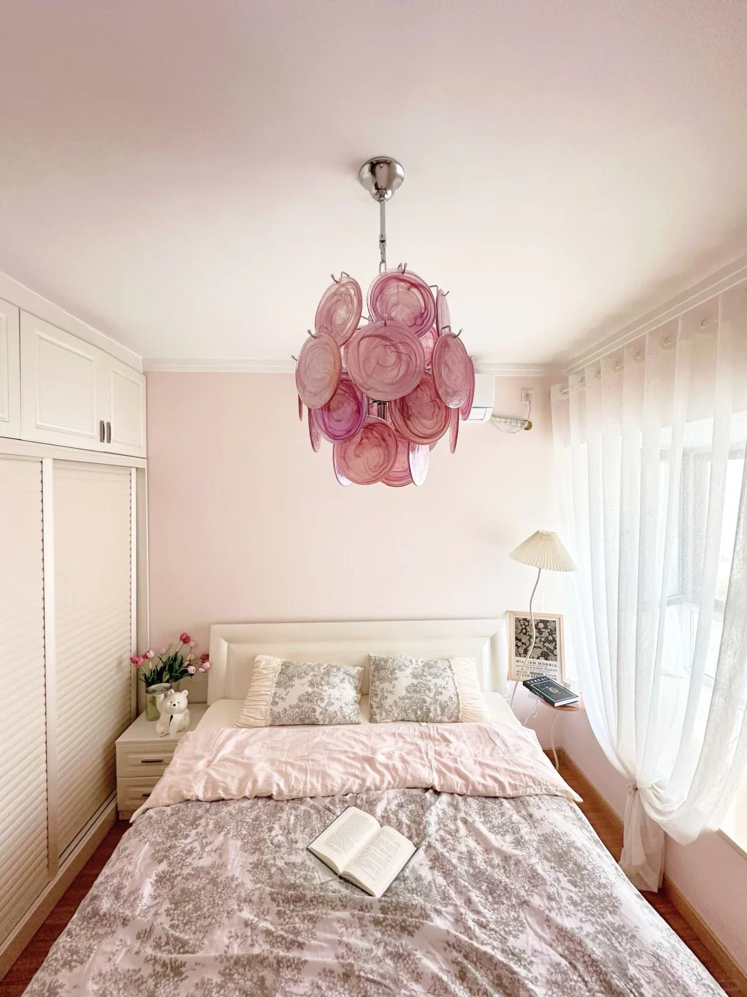 Aurora Lustre en Verre de Murano Rose Vintage
