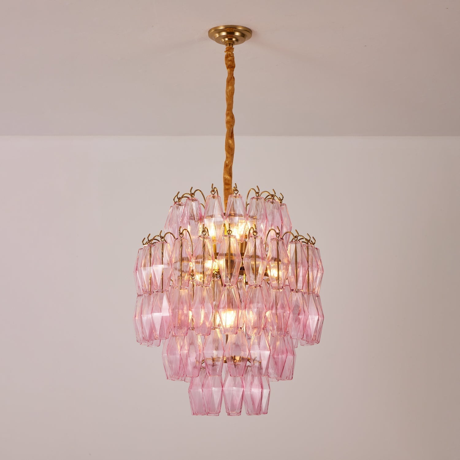 Aurora Lustre Rose Murano Verre Superposé Glamour