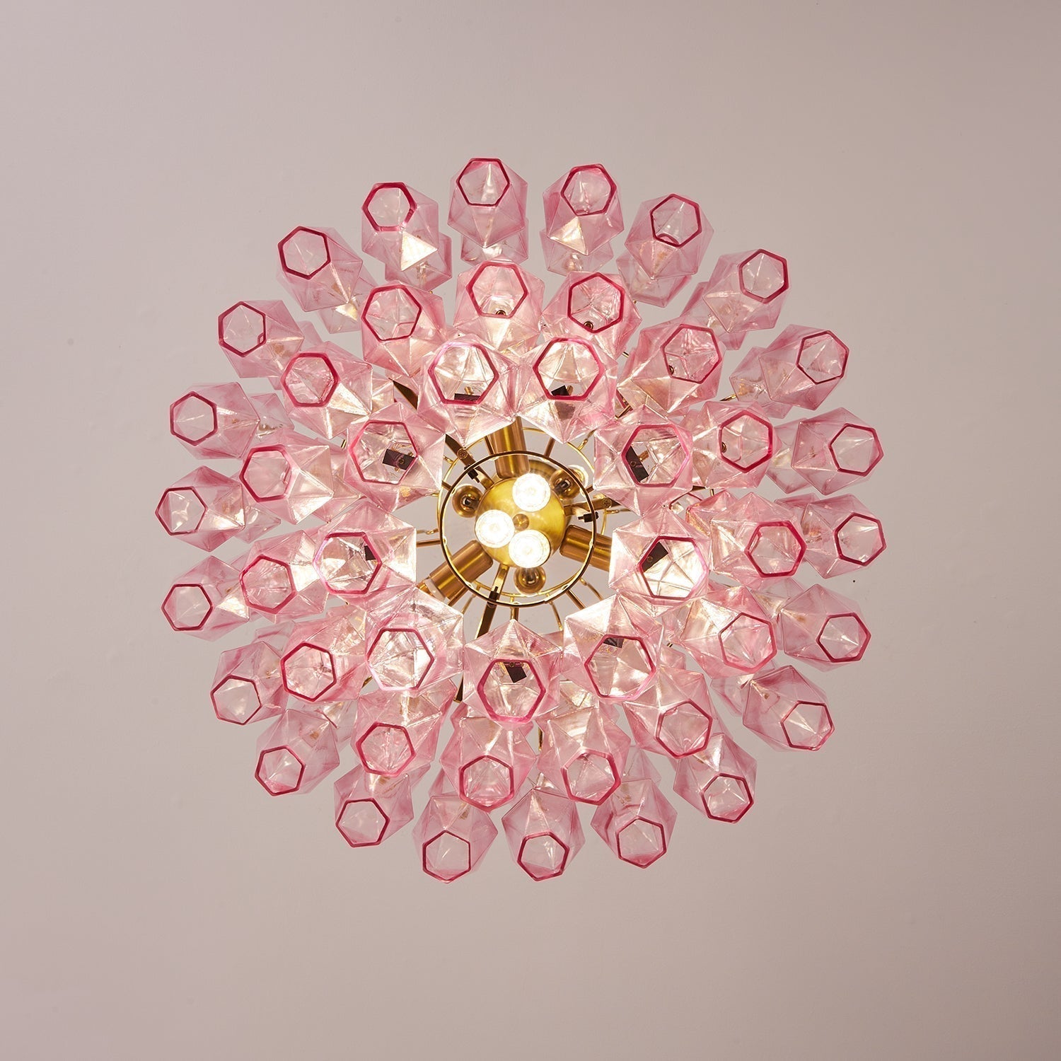 Aurora Lustre Rose Murano Verre Superposé Glamour