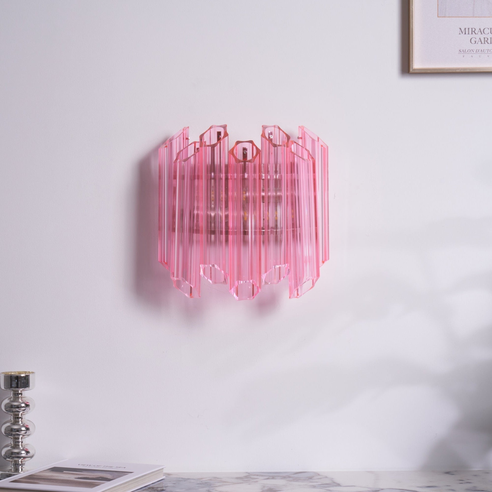 Aurora Applique Murale Tube en Verre Murano Rose