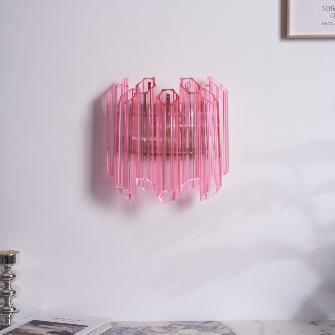 Aurora Applique Murale Tube en Verre Murano Rose
