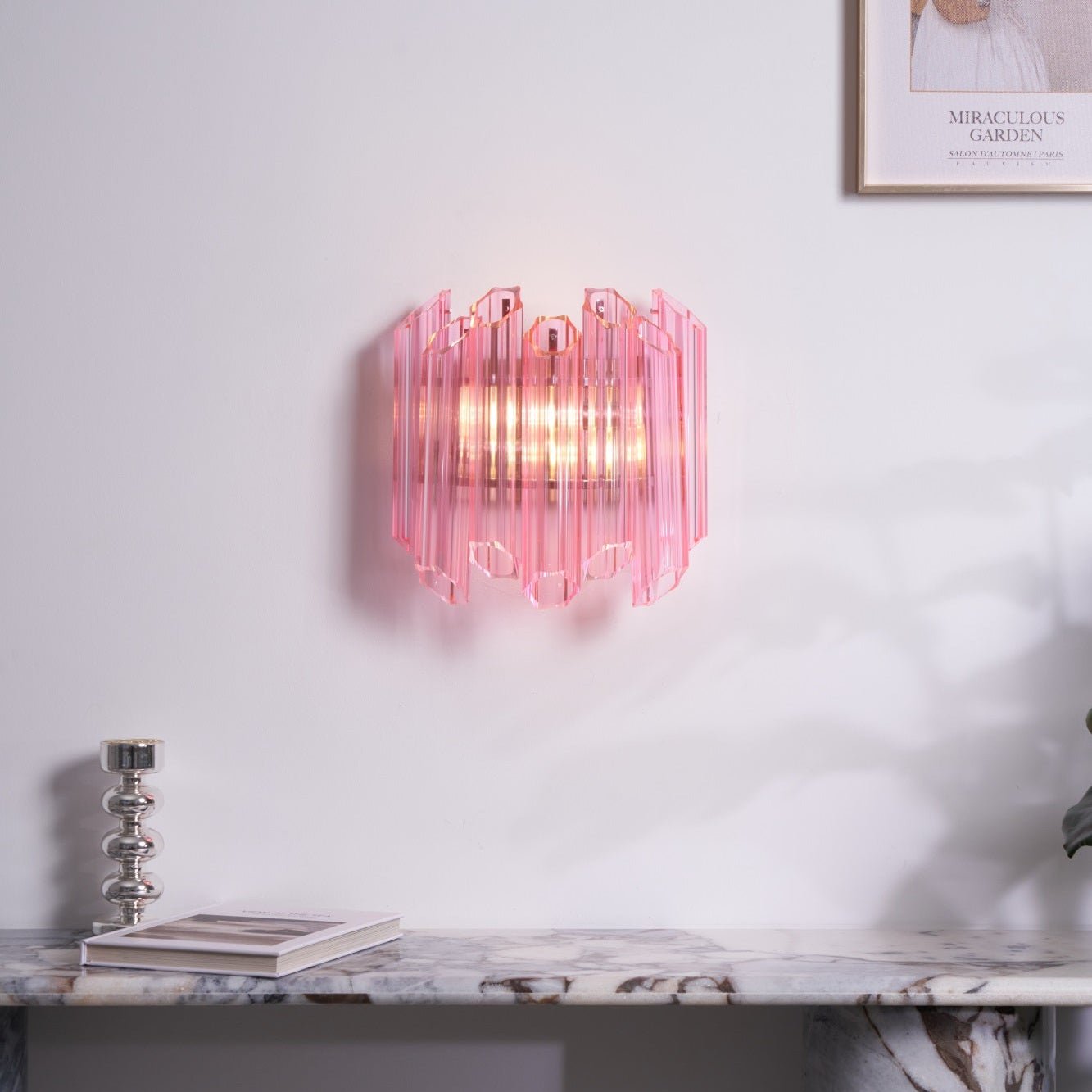 Aurora Applique Murale Tube en Verre Murano Rose