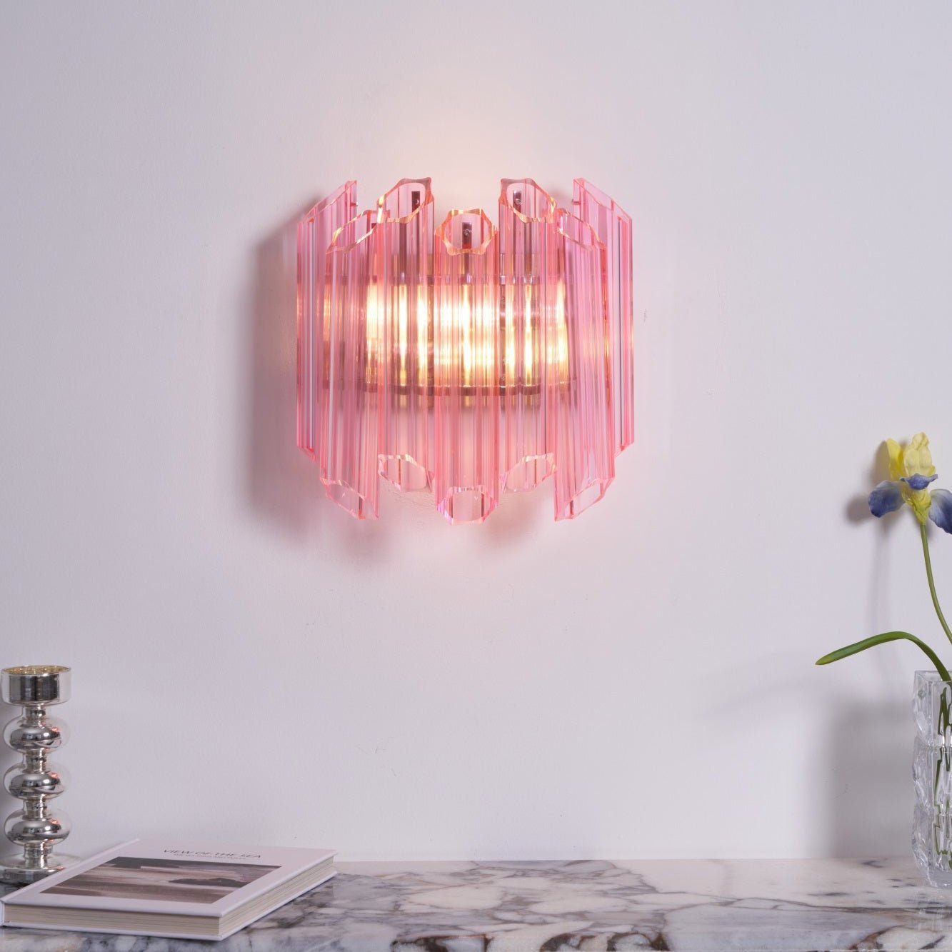 Aurora Applique Murale Tube en Verre Murano Rose