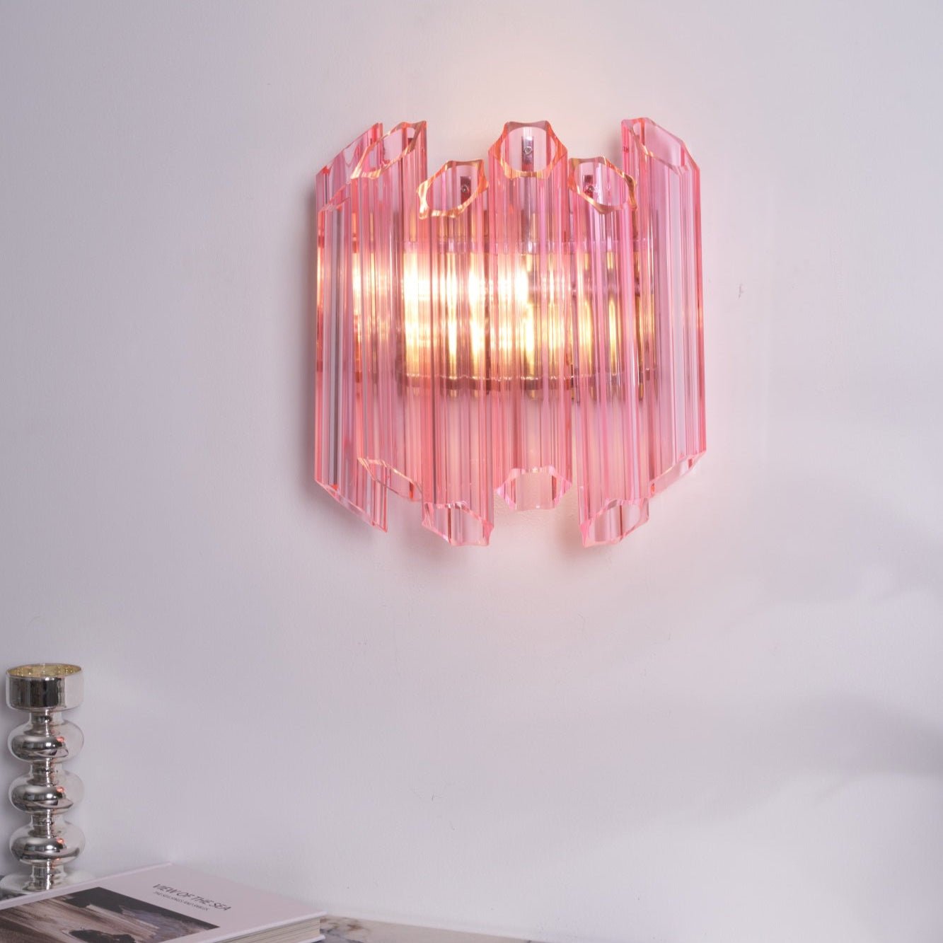 Aurora Applique Murale Tube en Verre Murano Rose