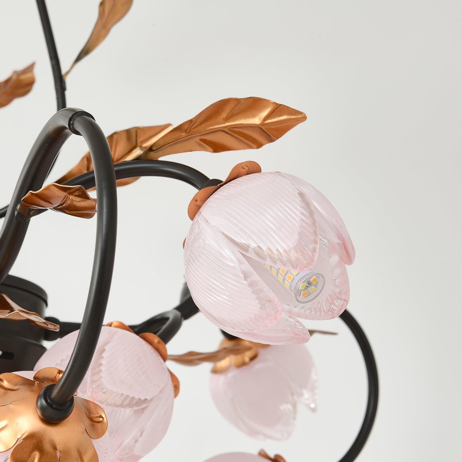 Avelora Lustre Vintage Industriel en Verre Rose
