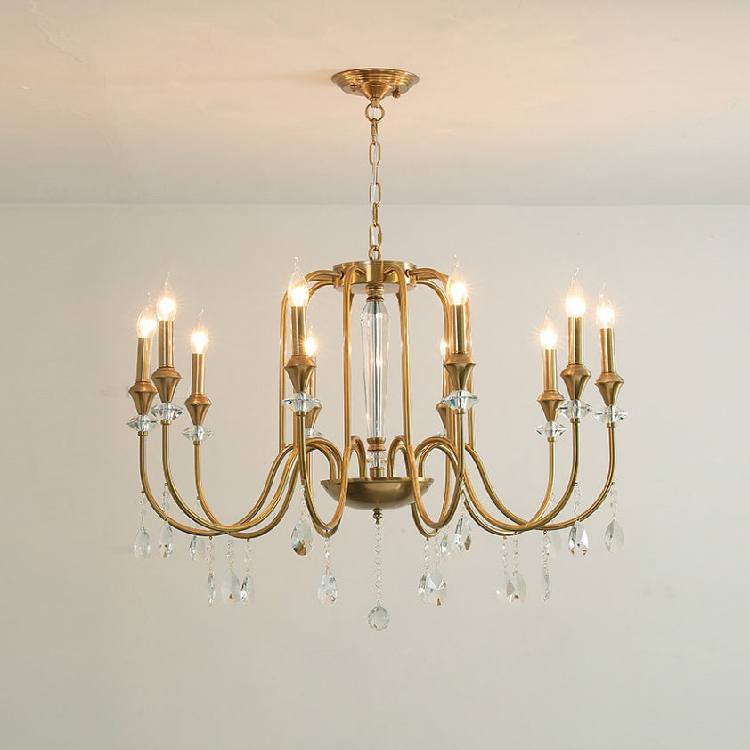 Ercararis Lustre Vintage Industriel Laiton Cristal