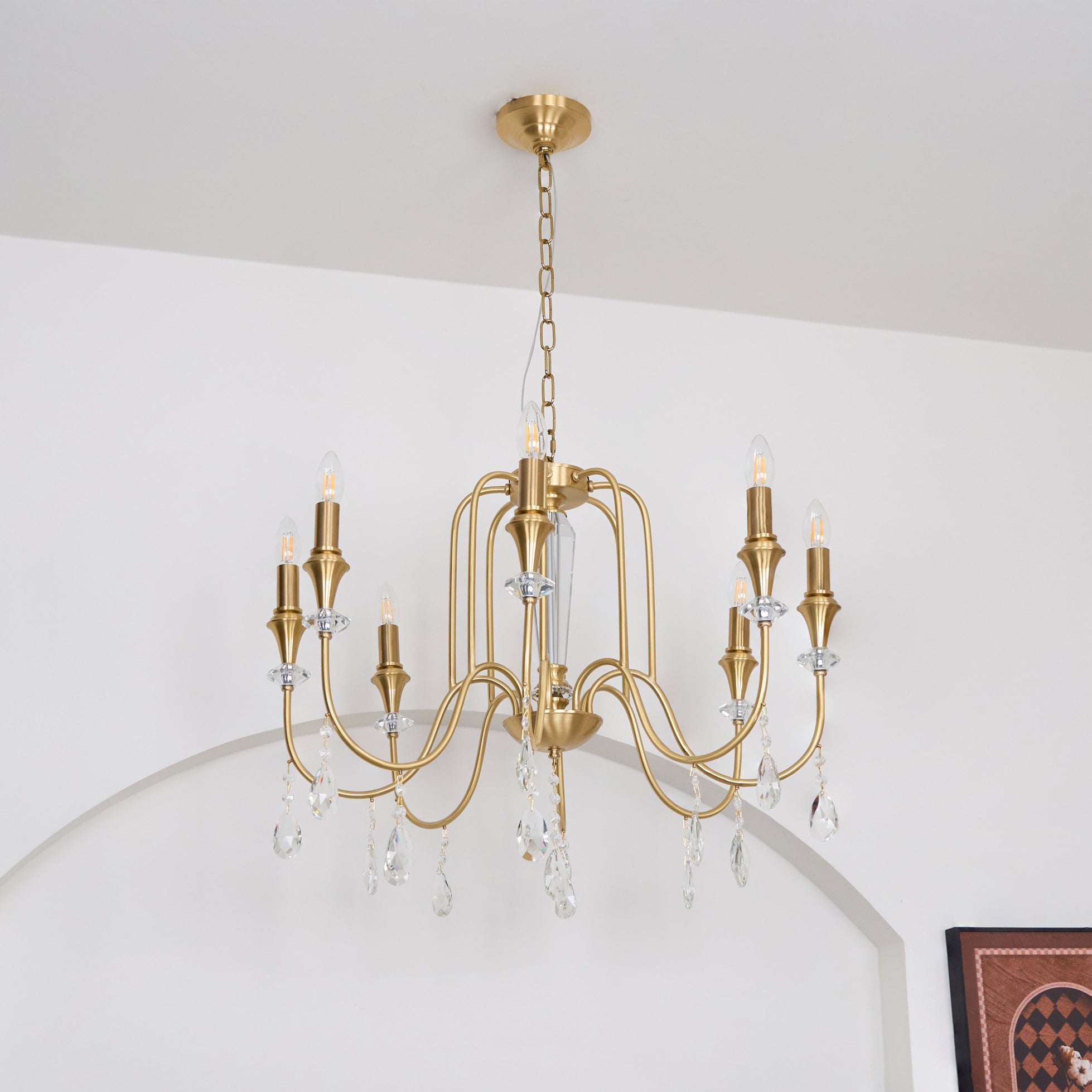 Ercararis Lustre Vintage Industriel Laiton Cristal