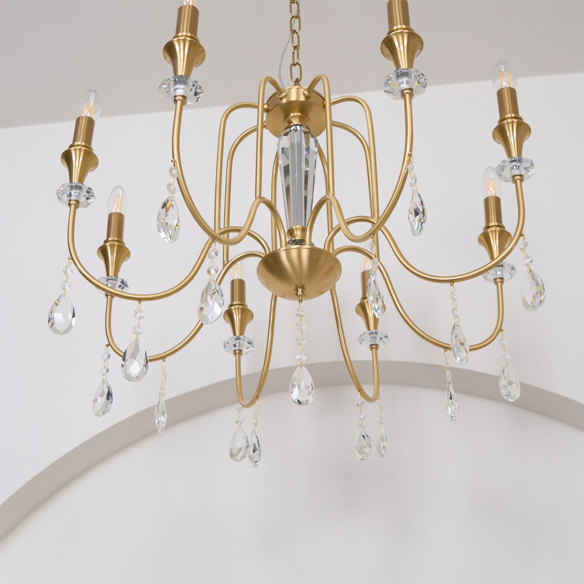 Ercararis Lustre Vintage Industriel Laiton Cristal