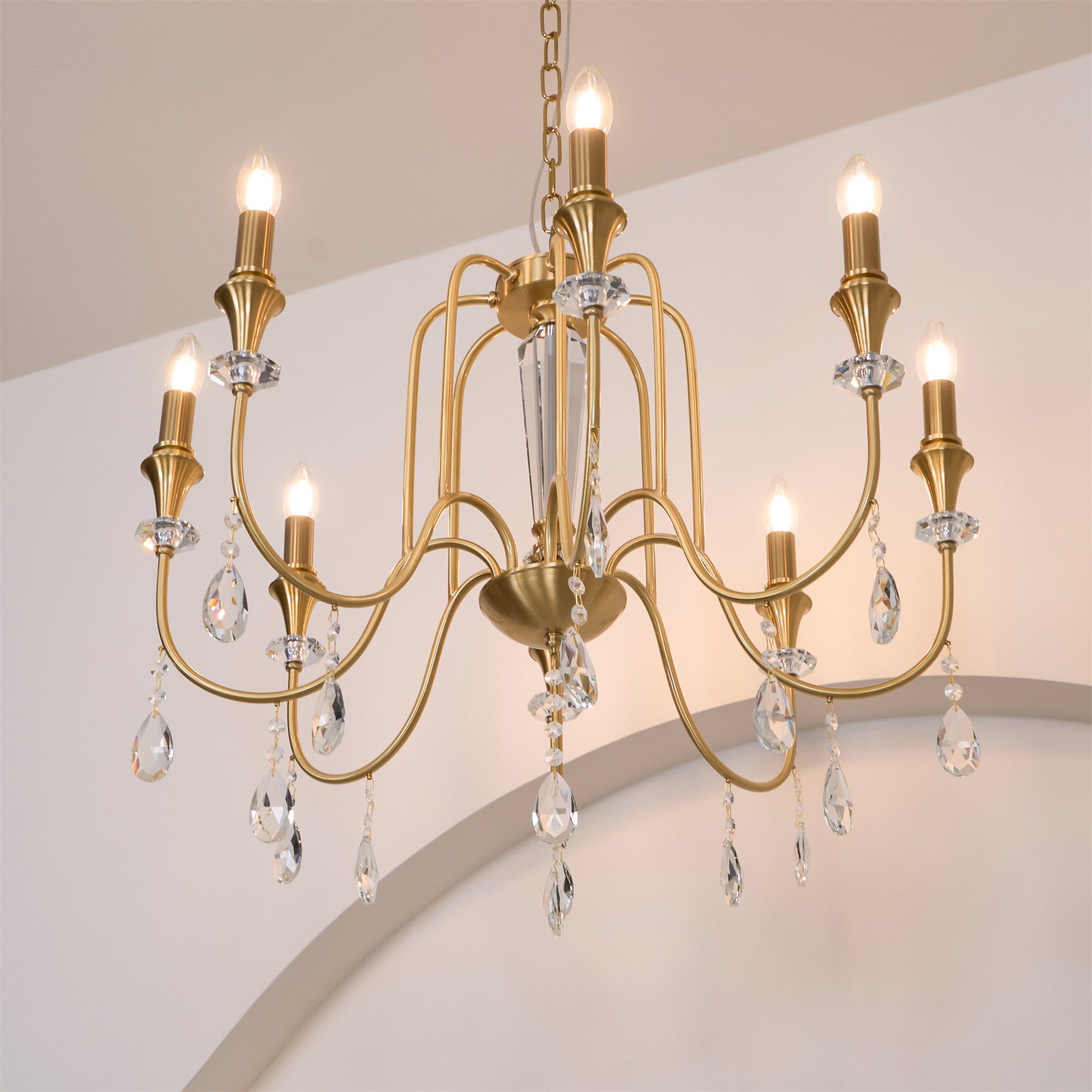 Ercararis Lustre Vintage Industriel Laiton Cristal