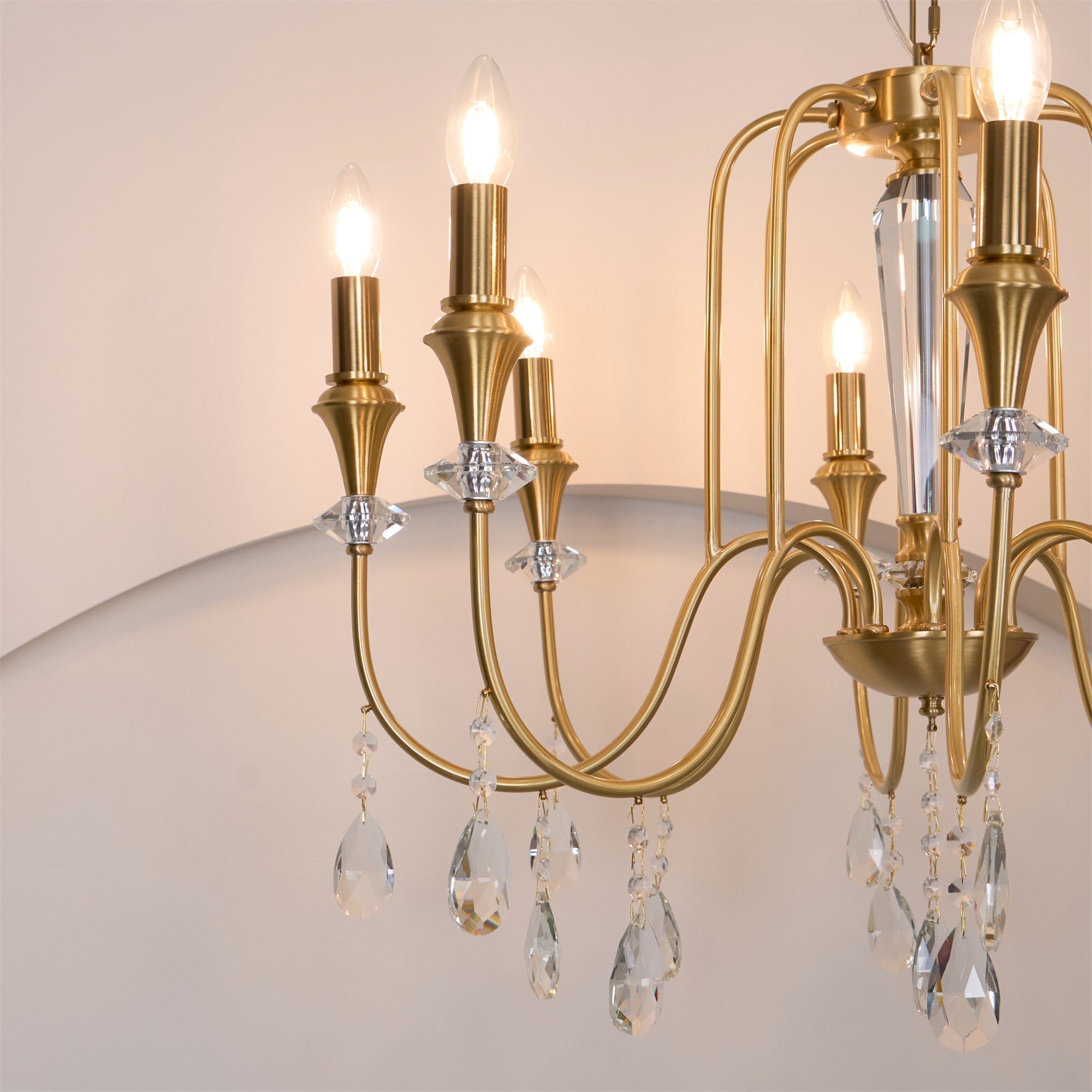 Ercararis Lustre Vintage Industriel Laiton Cristal