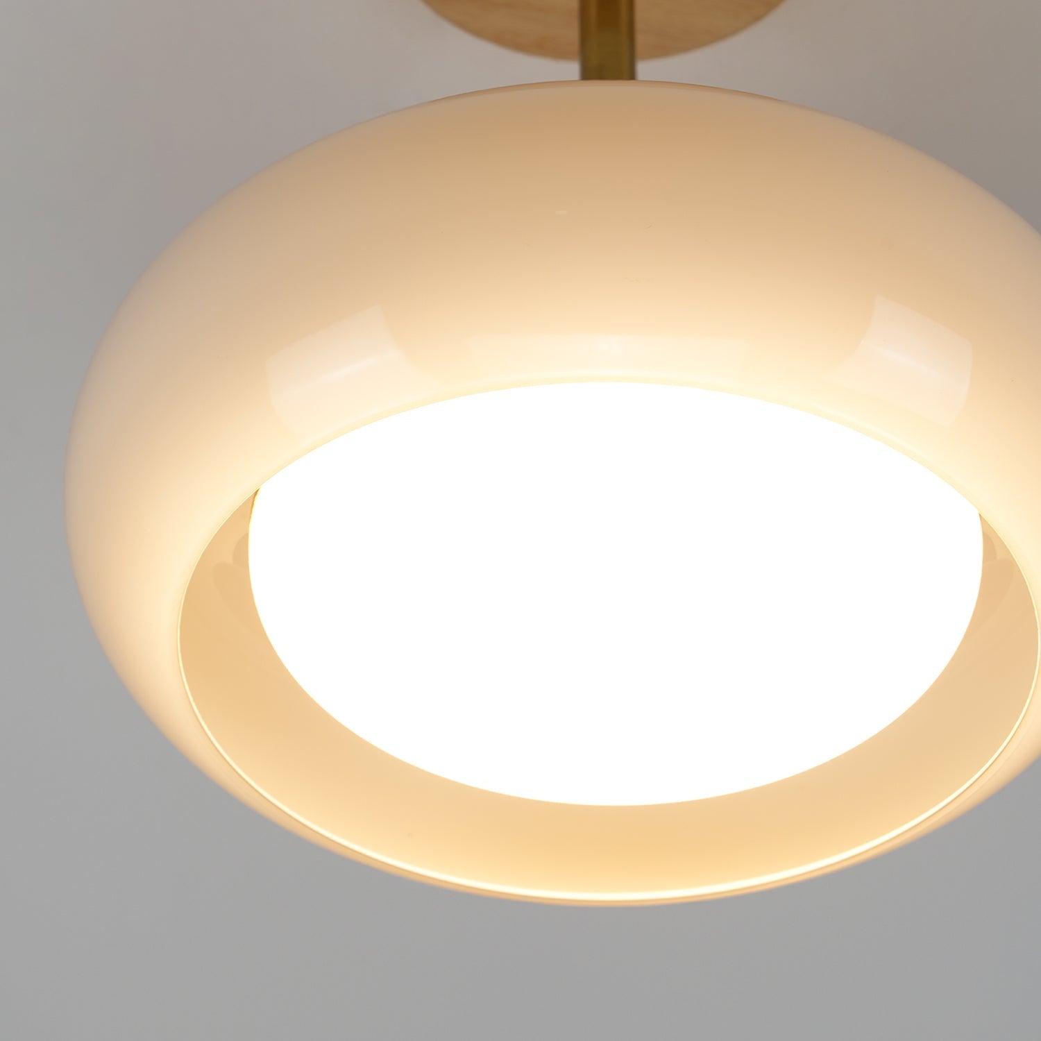 Solara Plafonnier en verre et bois avec abat-jour coloré