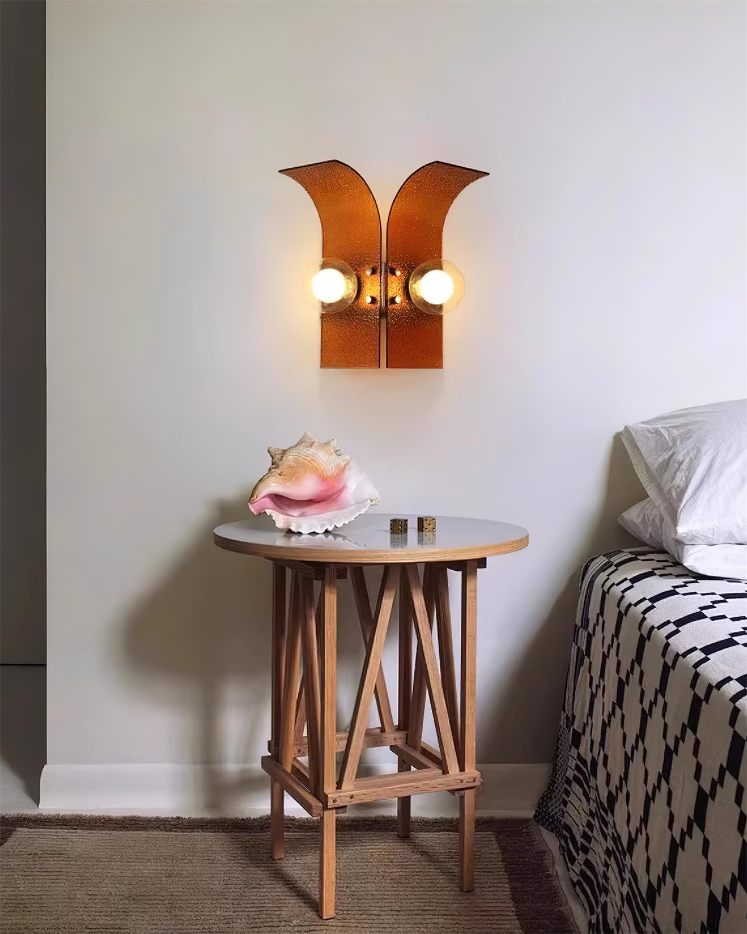 Virelli Applique Murale Panneaux en Verre Texturé Deux Globes Art Déco
