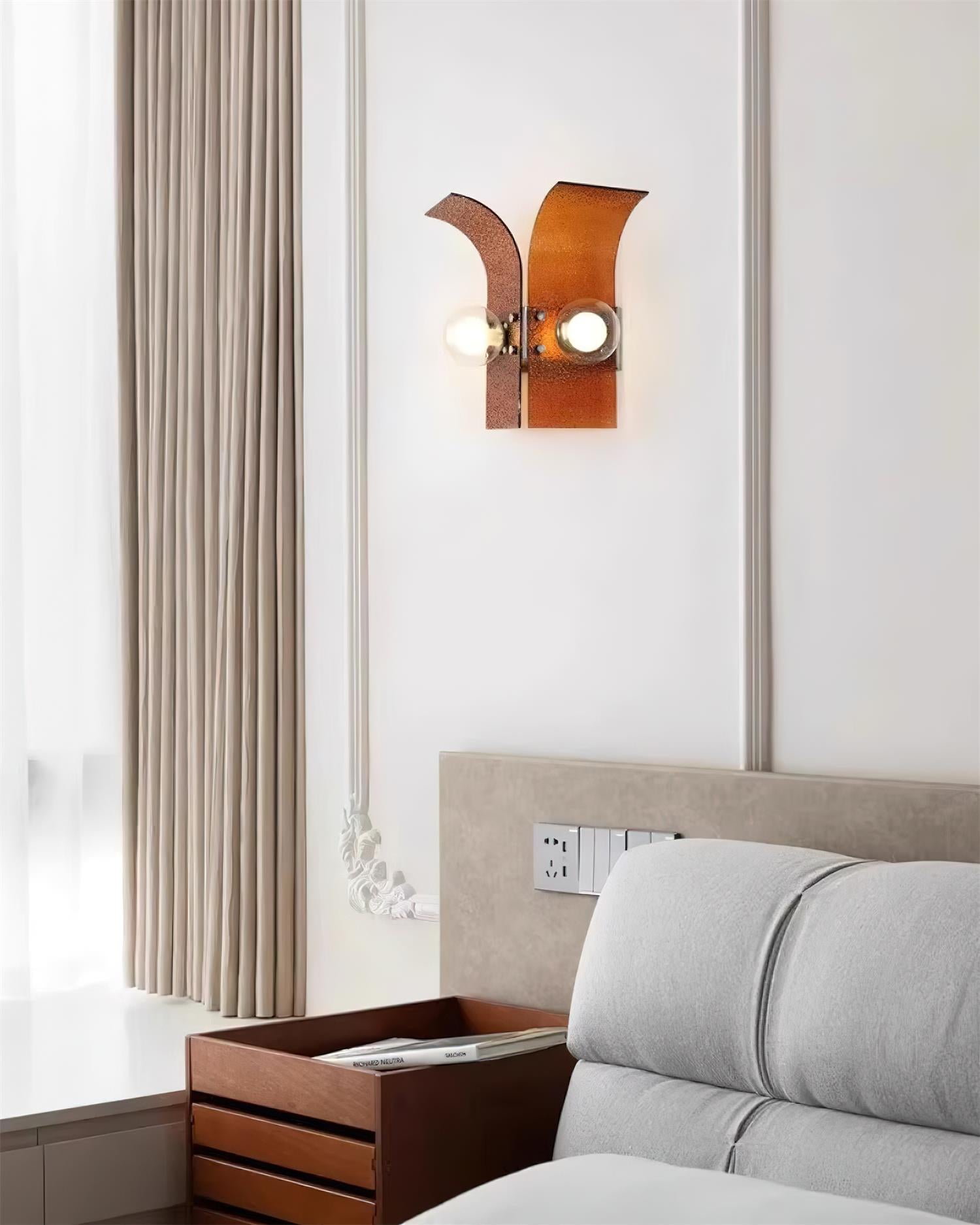Virelli Applique Murale Panneaux en Verre Texturé Deux Globes Art Déco