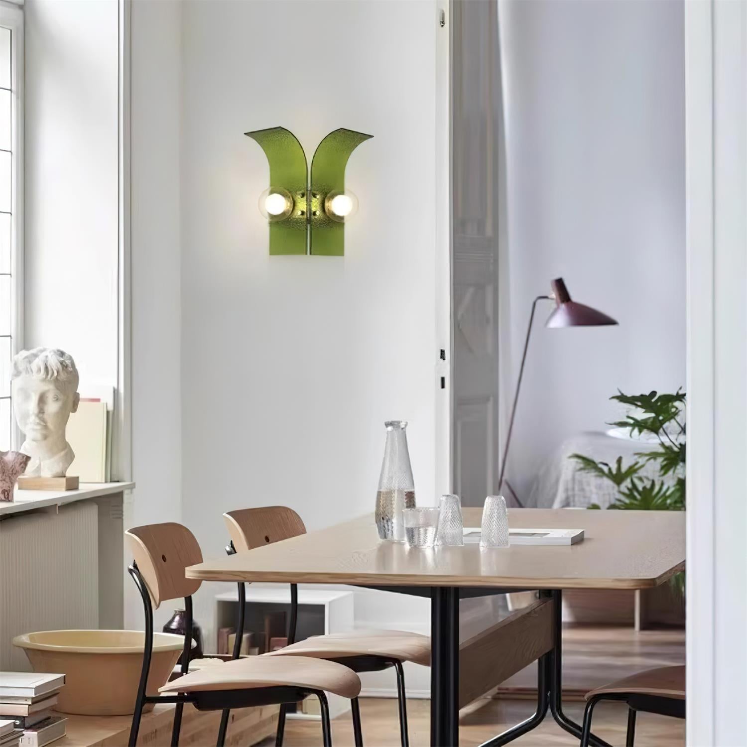 Virelli Applique Murale Panneaux en Verre Texturé Deux Globes Art Déco