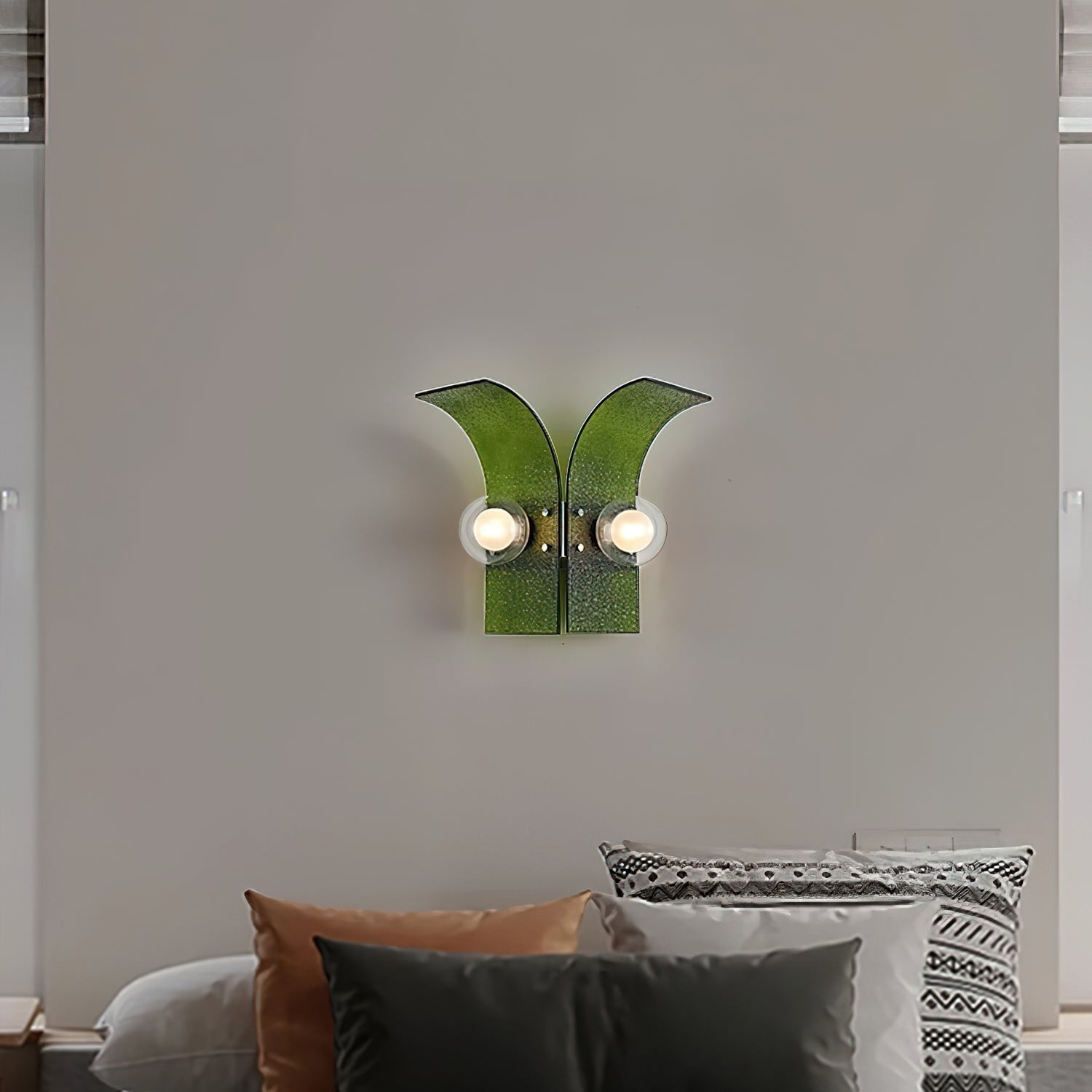 Virelli Applique Murale Panneaux en Verre Texturé Deux Globes Art Déco