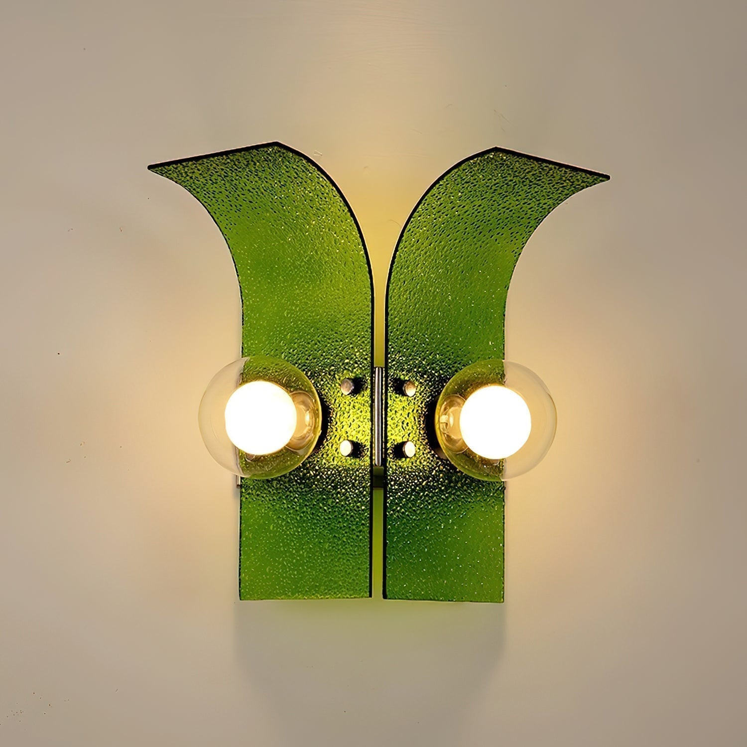 Virelli Applique Murale Panneaux en Verre Texturé Deux Globes Art Déco