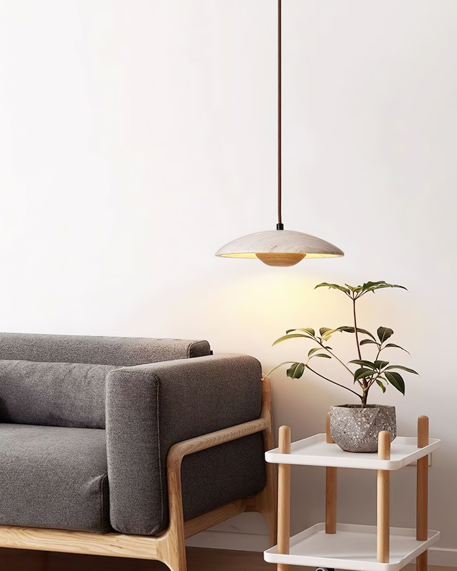 Zodore Large-Bord Travertin Pendentif Lumière