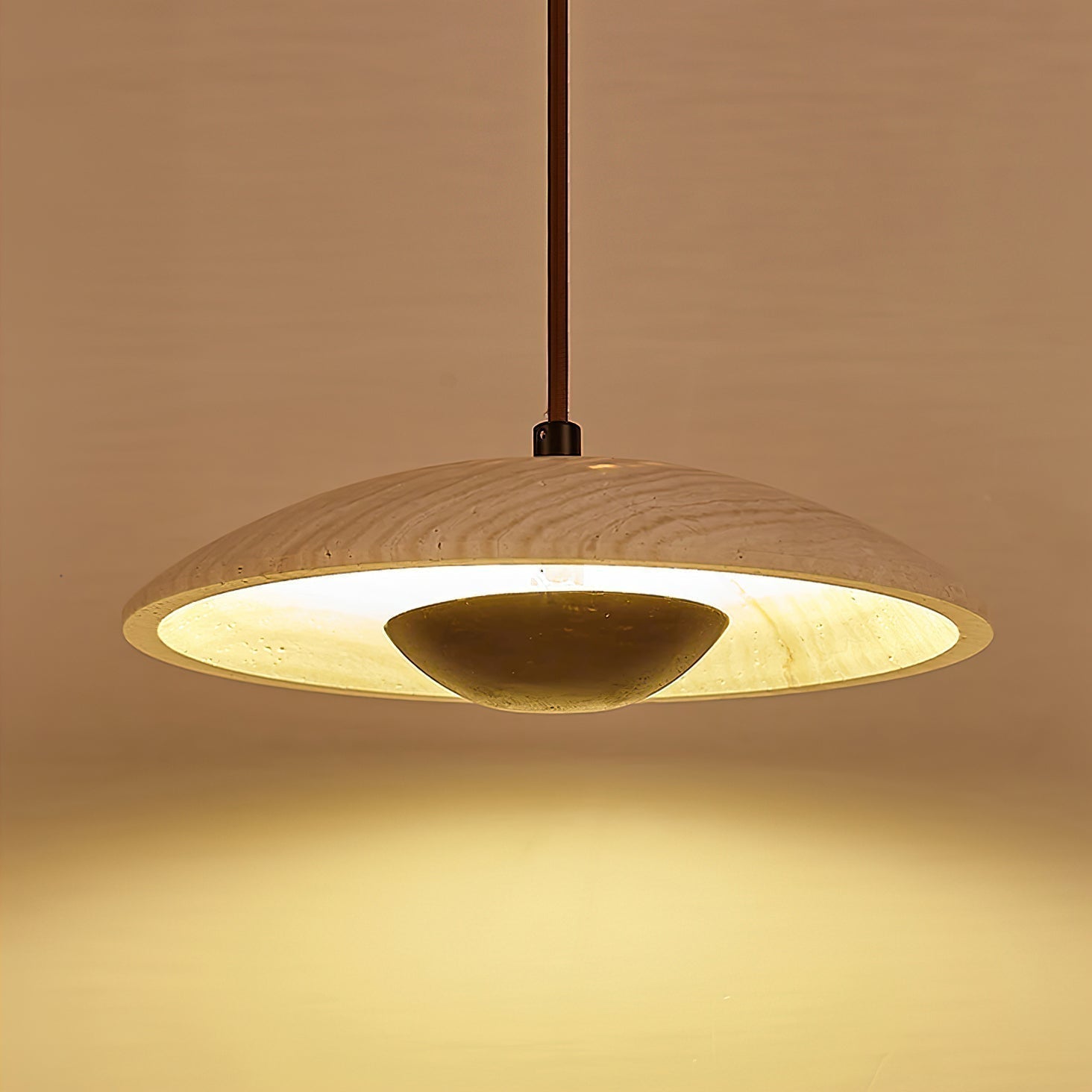 Zodore Large-Bord Travertin Pendentif Lumière