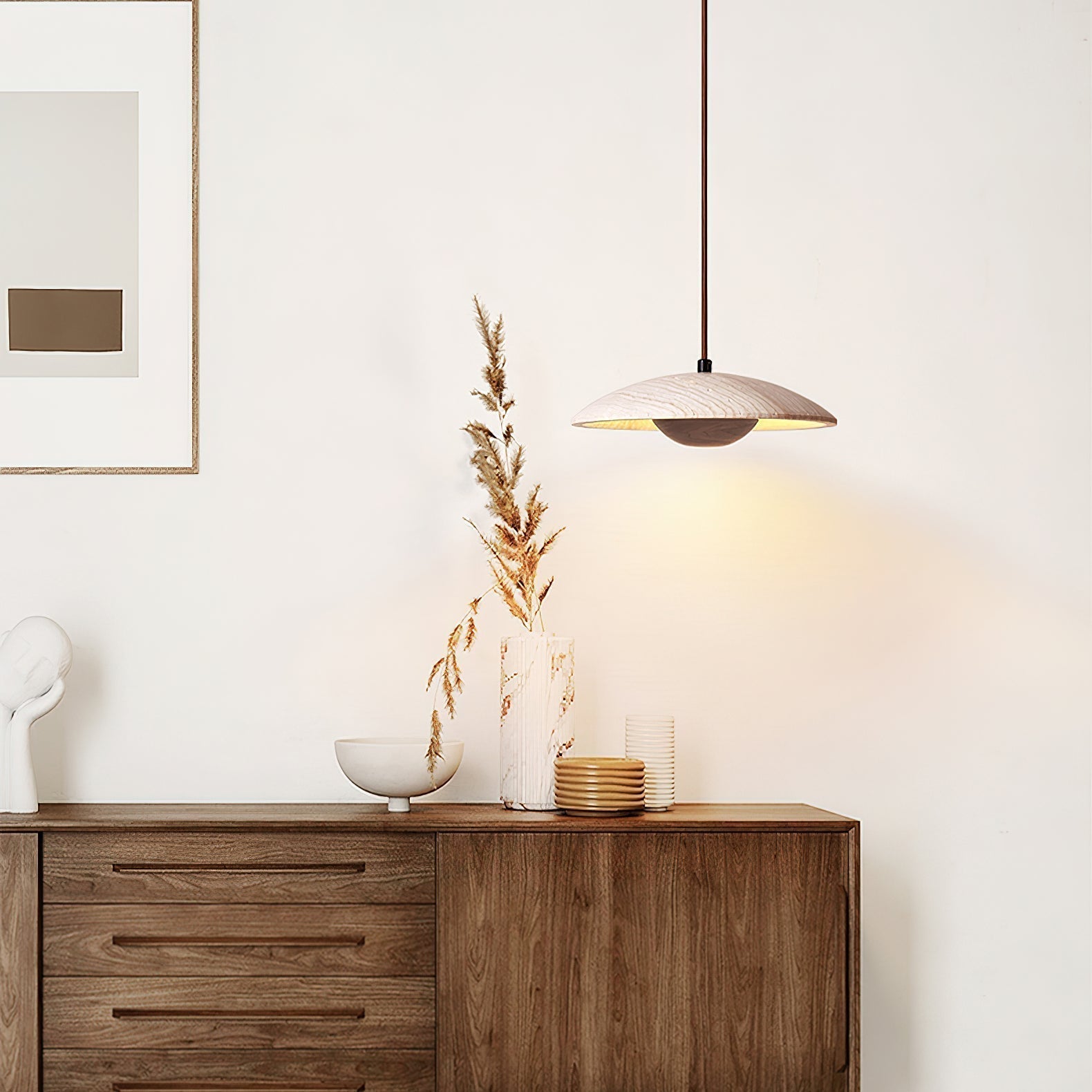 Zodore Large-Bord Travertin Pendentif Lumière