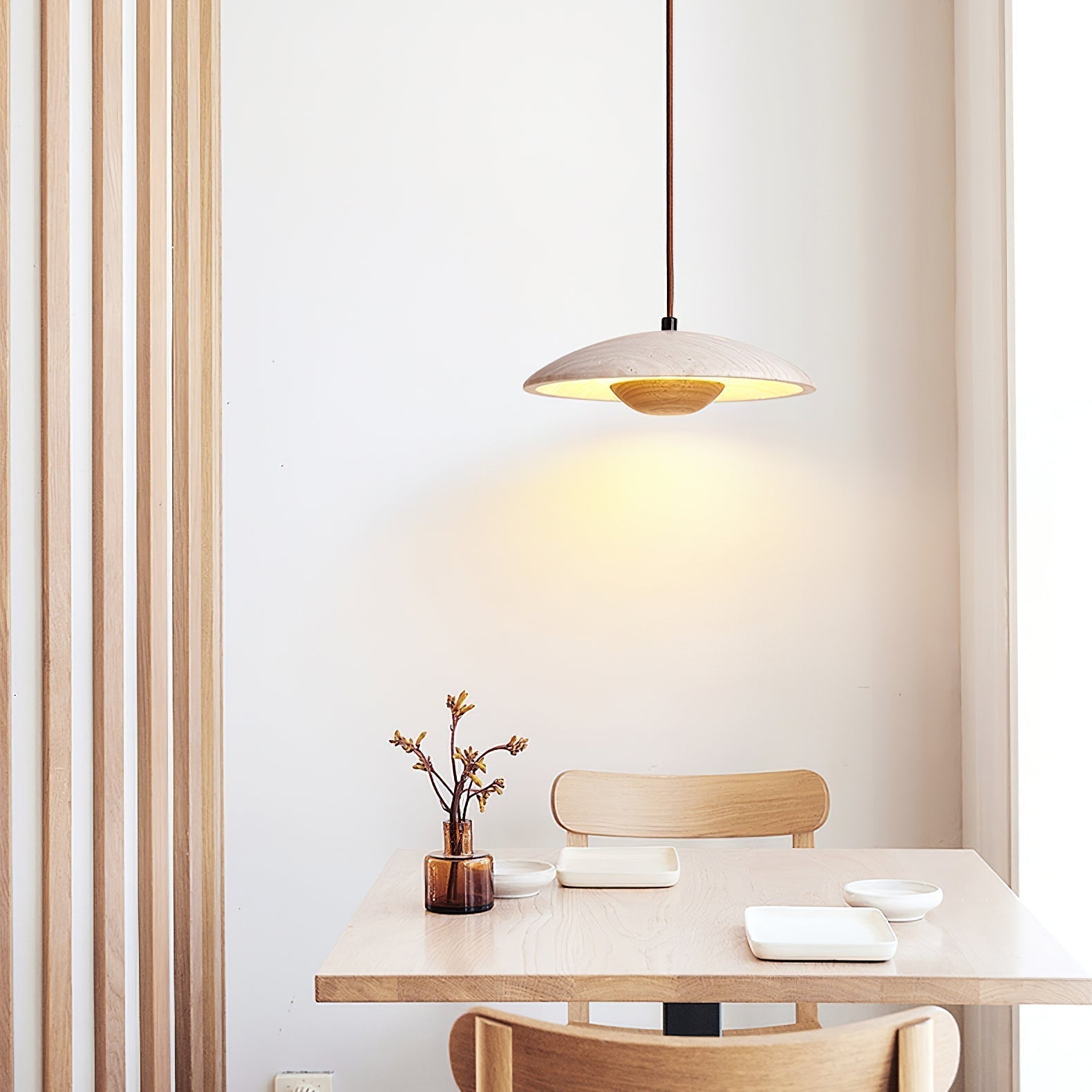 Zodore Large-Bord Travertin Pendentif Lumière