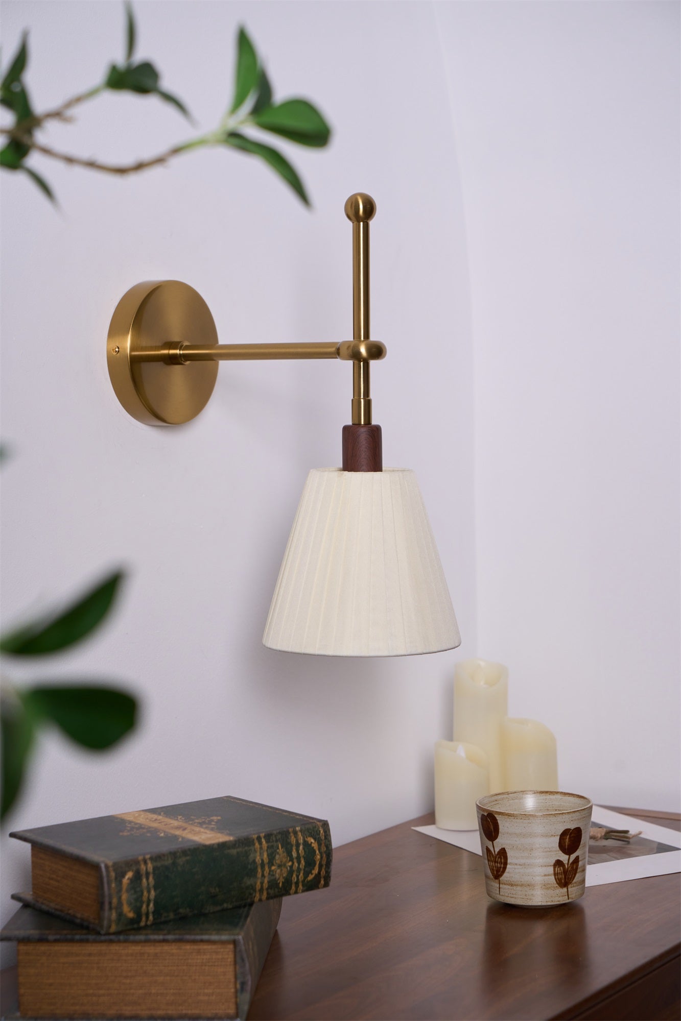 Lustra Lampe Murale en Tissu Plissé Laiton