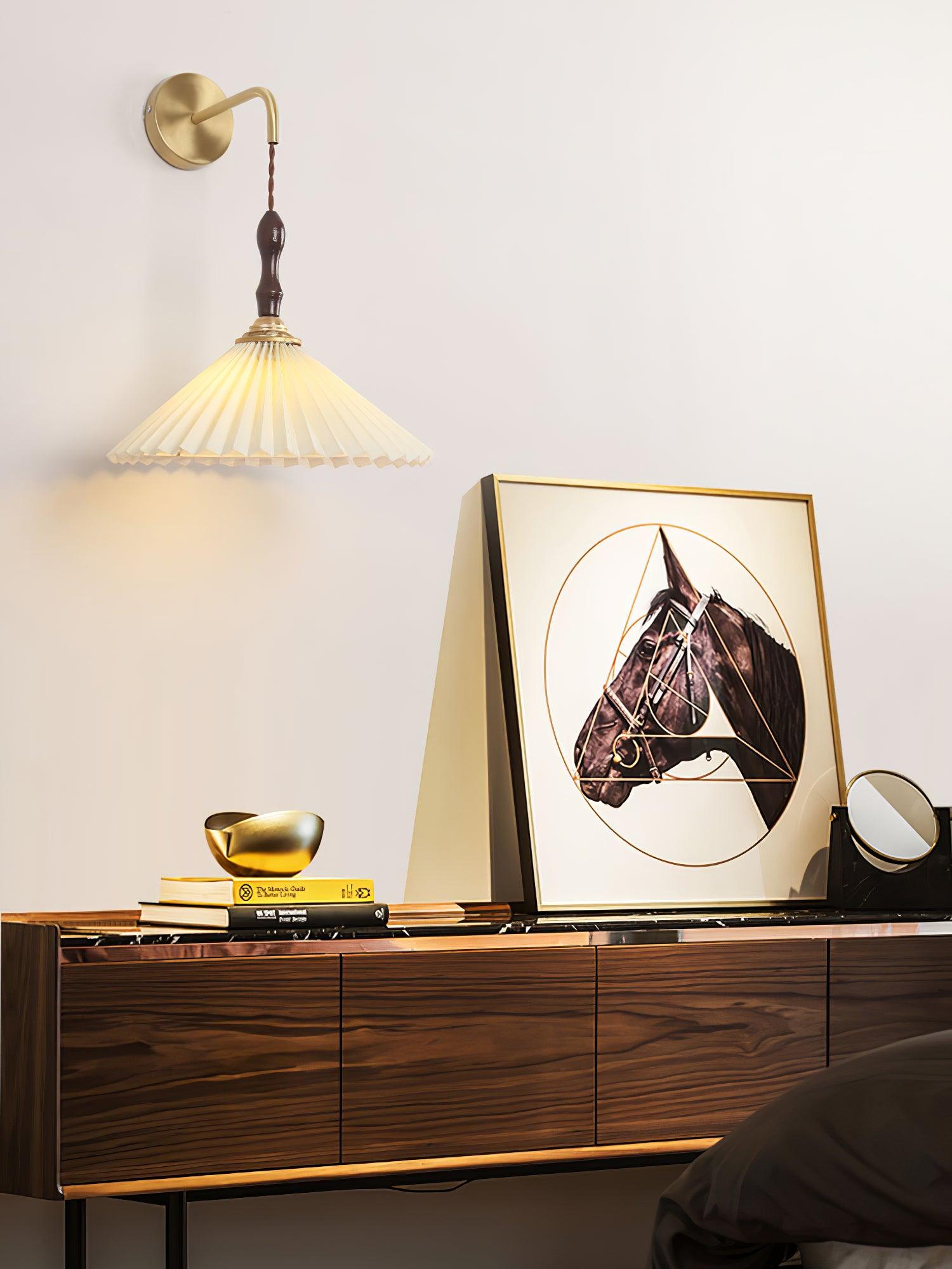 Eurlaeel Applique Murale Plissée en Bois Premium