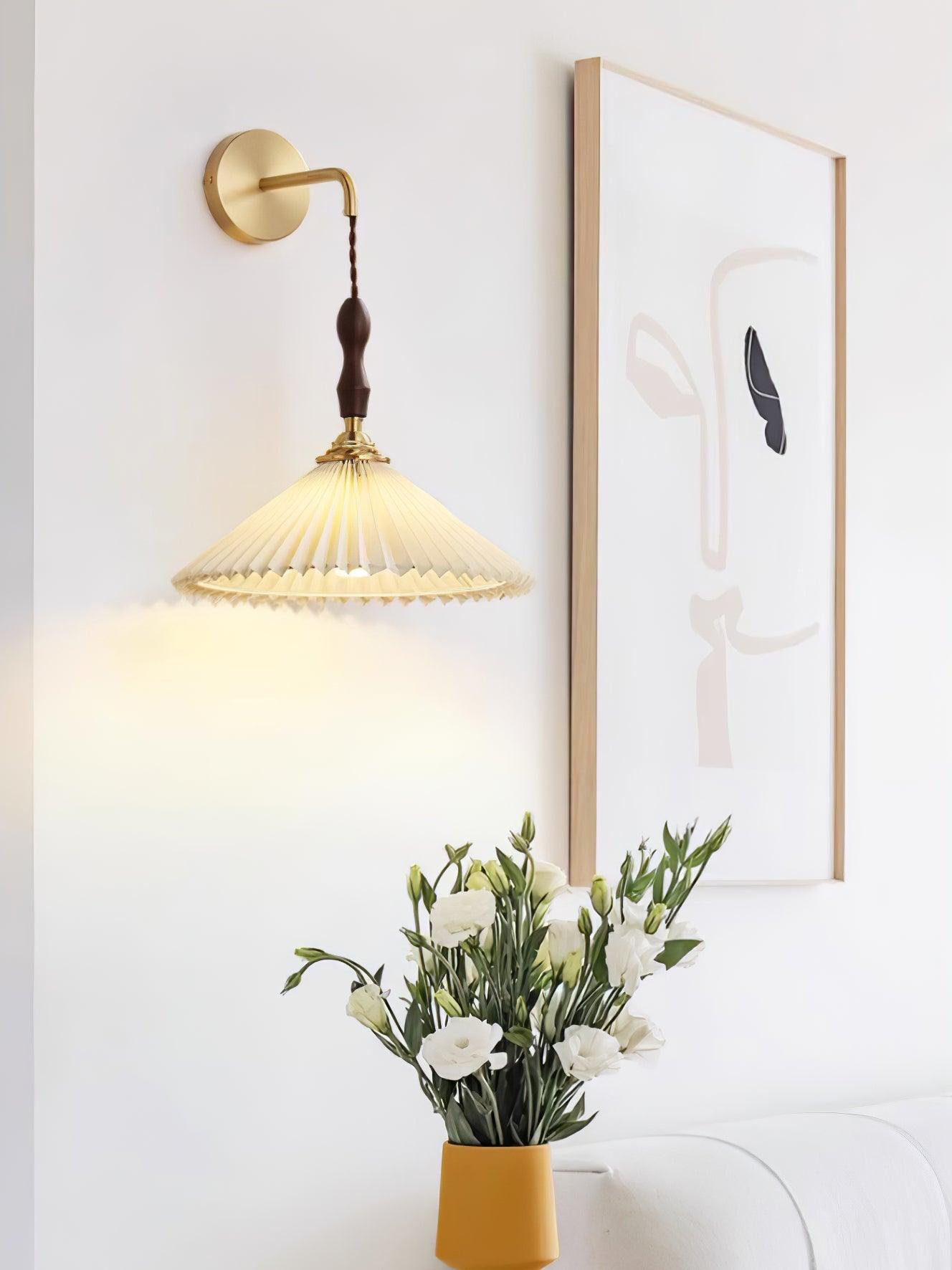 Eurlaeel Applique Murale Plissée en Bois Premium