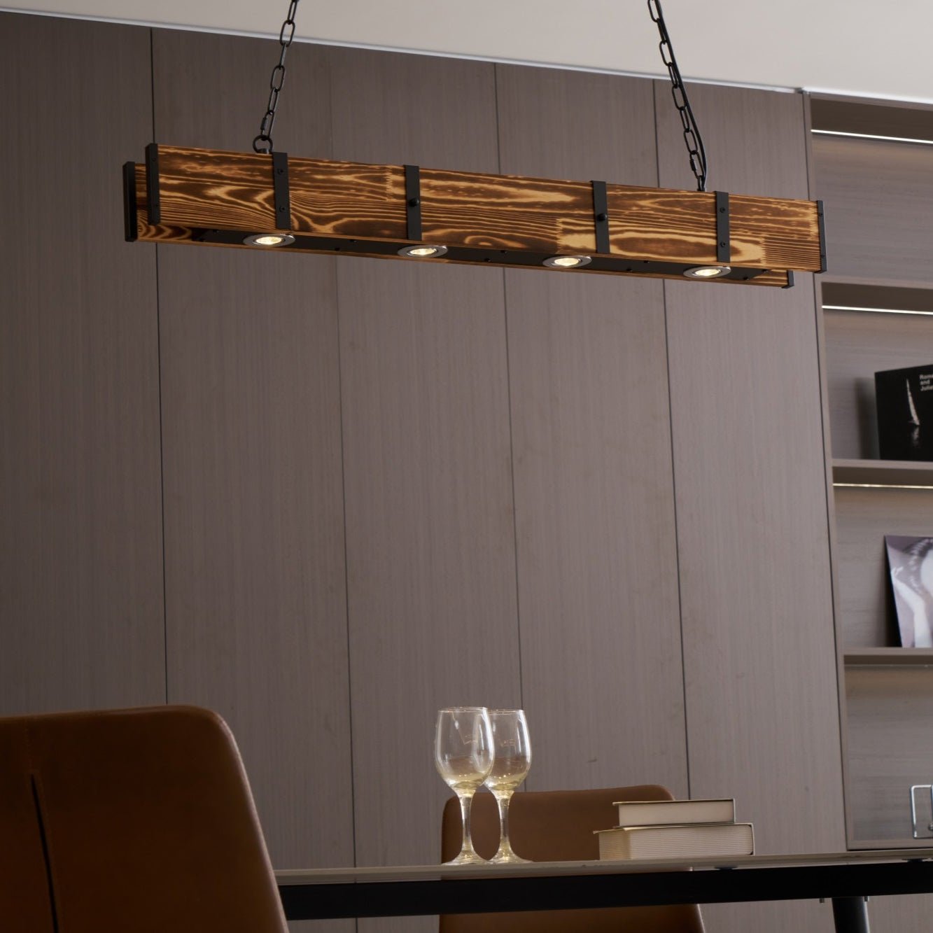Lustra Lustre Pleva Bois Naturel Linéaire