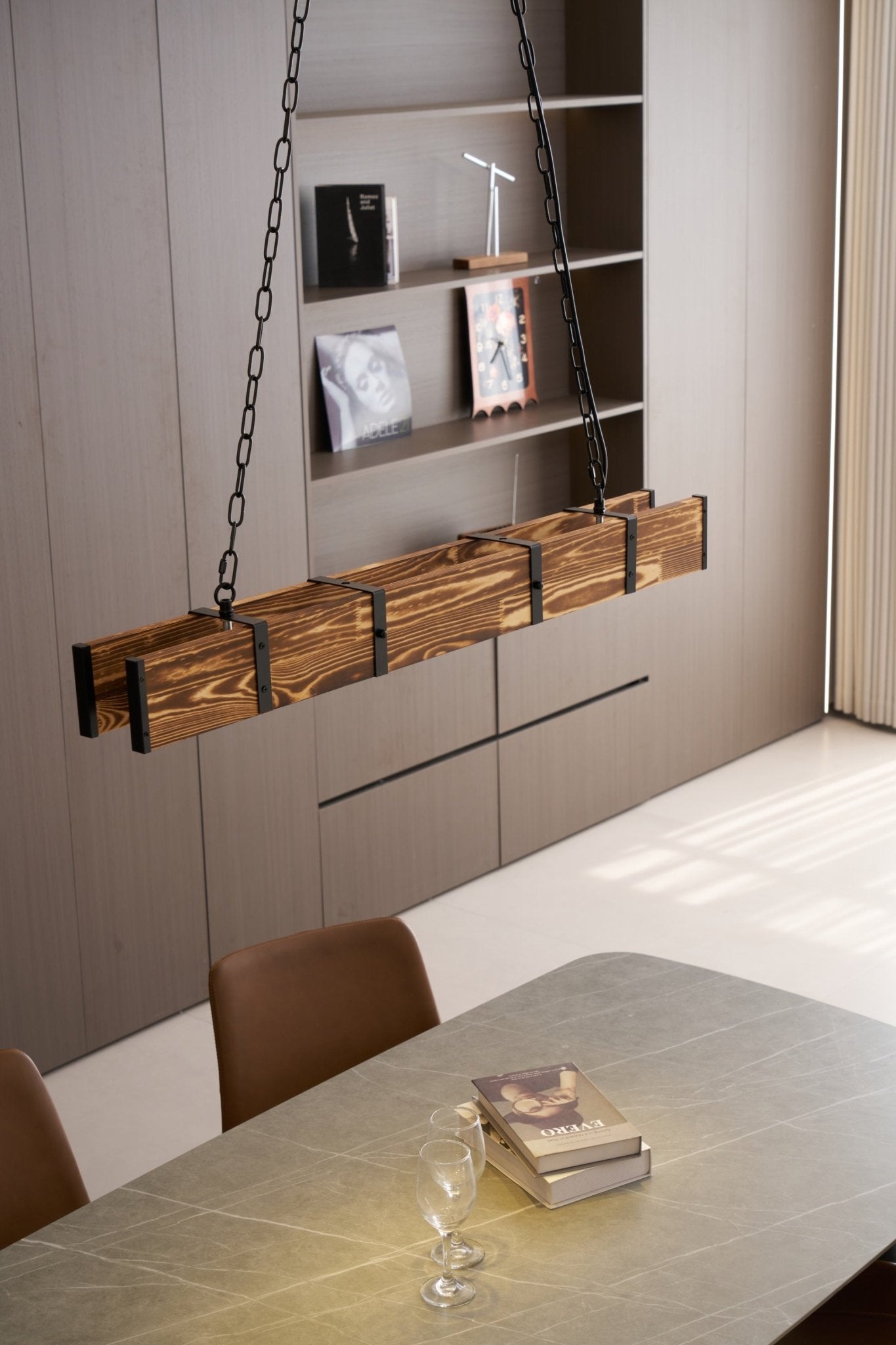 Lustra Lustre Pleva Bois Naturel Linéaire