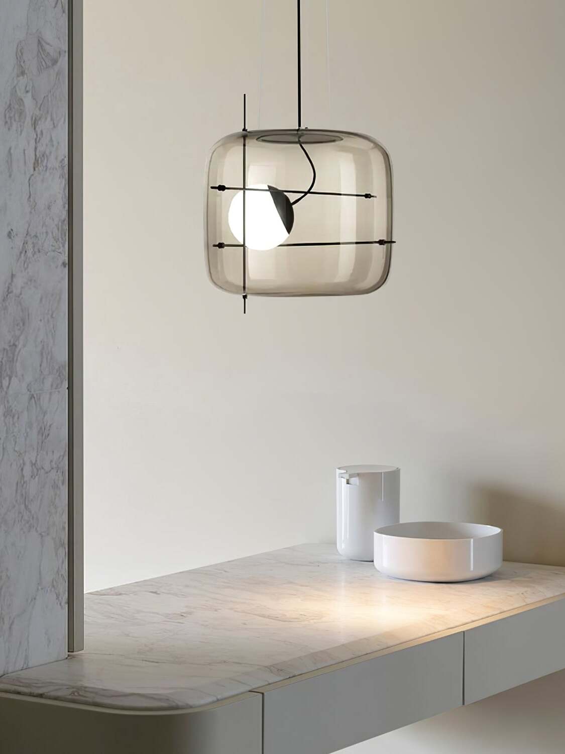 Lune Suspension en Verre Contemporaine
