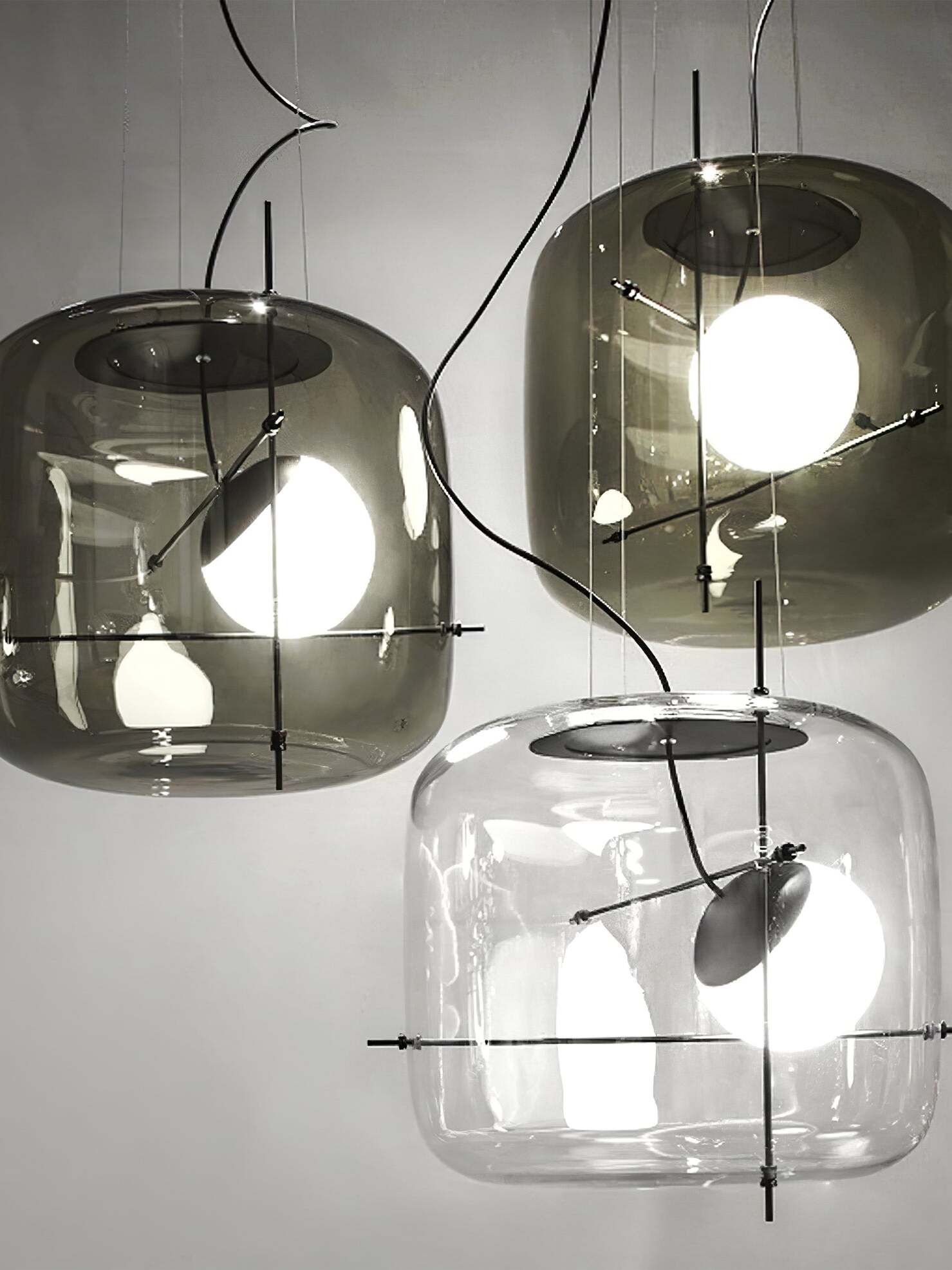 Lune Suspension en Verre Contemporaine