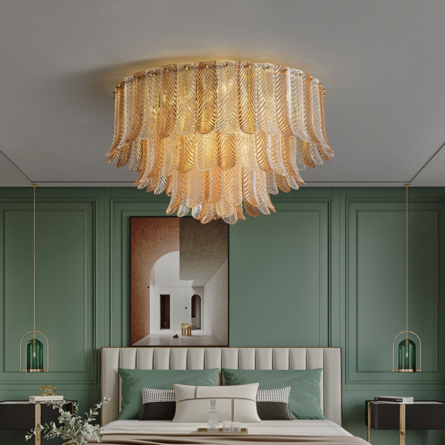 Vosolara Plafonnier Laiton Verre Luxe