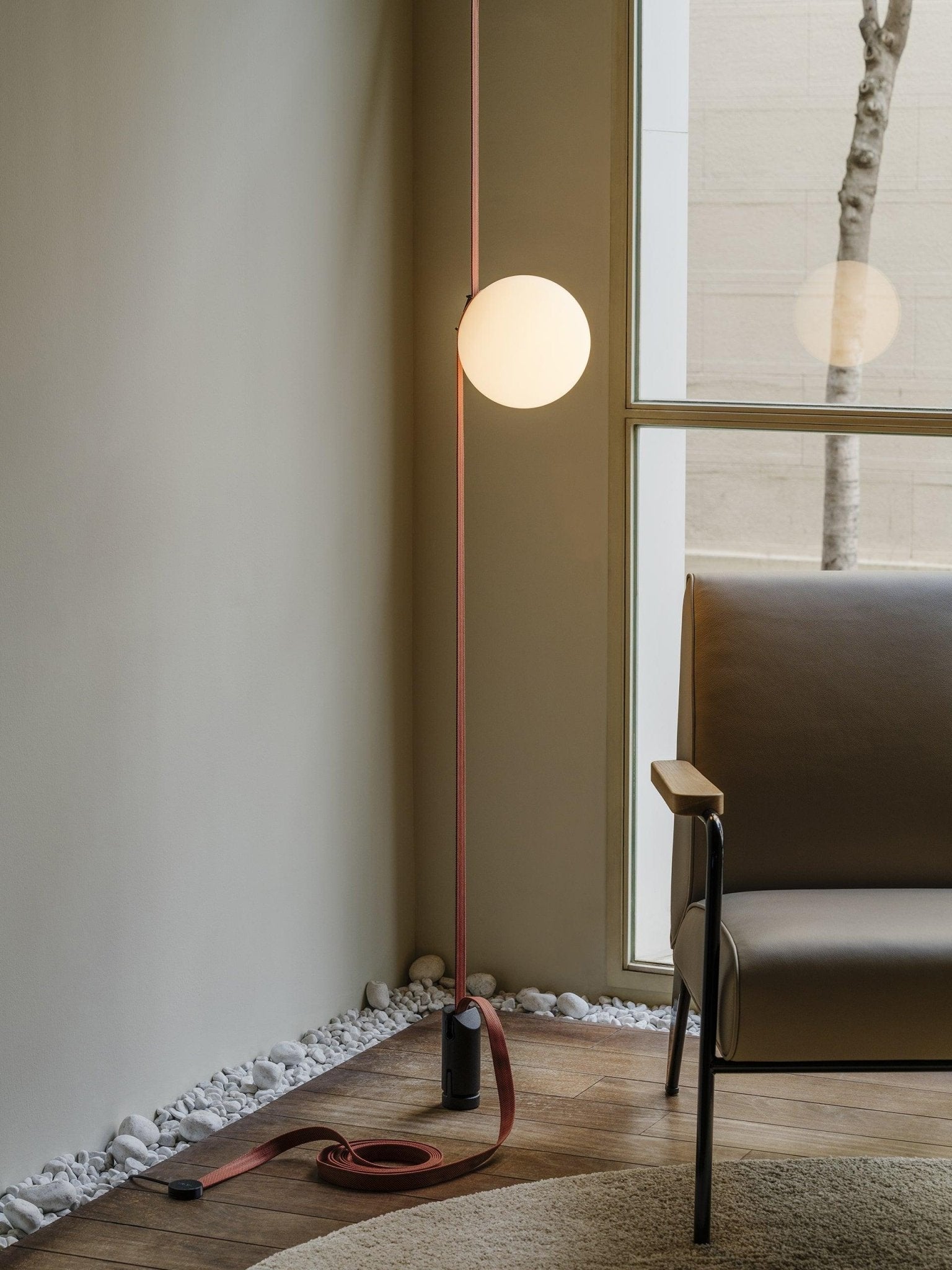 Lustra Suspension en Cuir et Verre