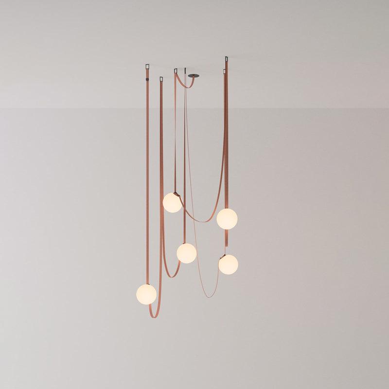 Lustra Suspension en Cuir et Verre