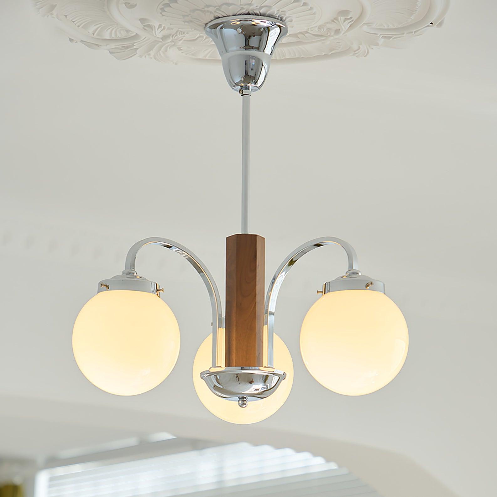 Polaris Lustre Chrome Bois Six Bras