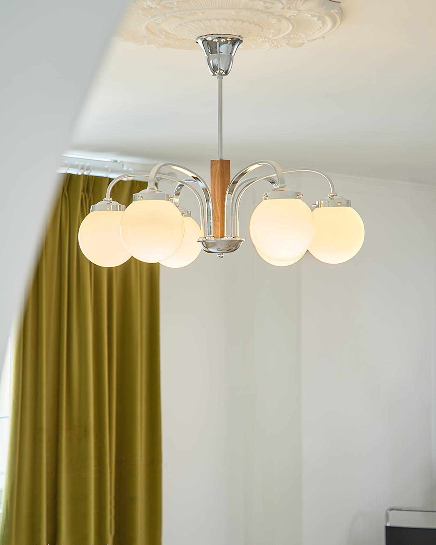 Polaris Lustre Chrome Bois Six Bras