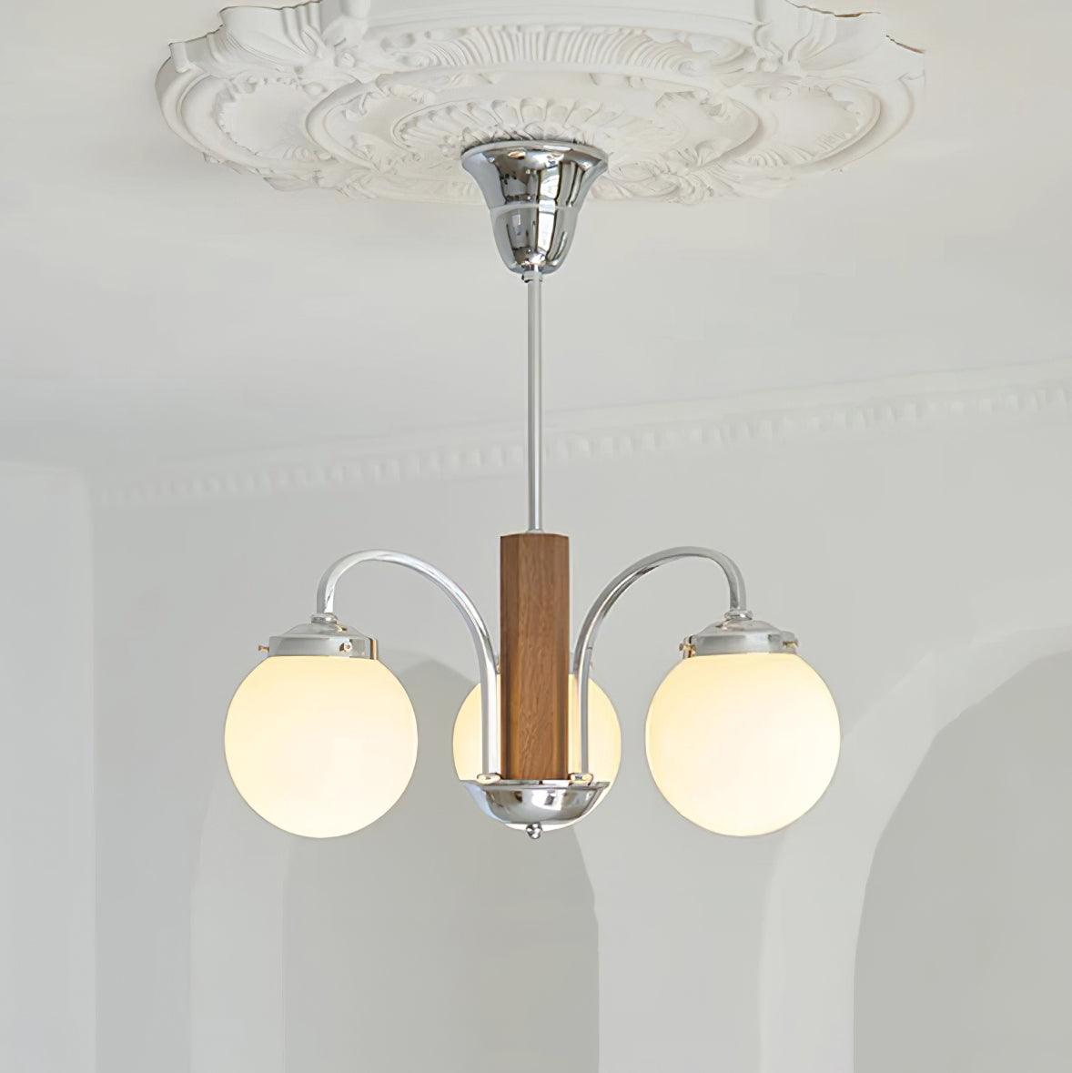 Polaris Lustre Chrome Bois Six Bras