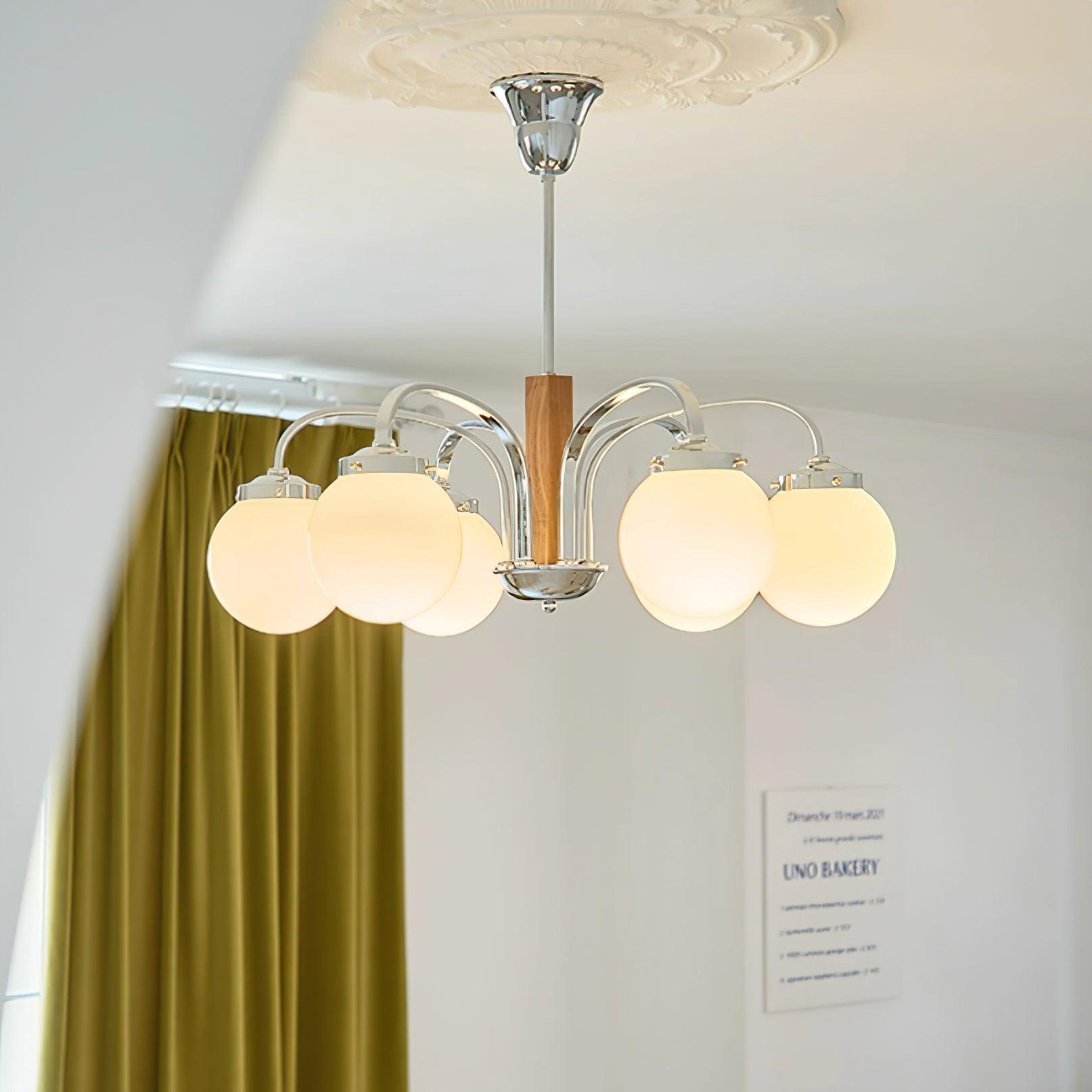 Polaris Lustre Chrome Bois Six Bras