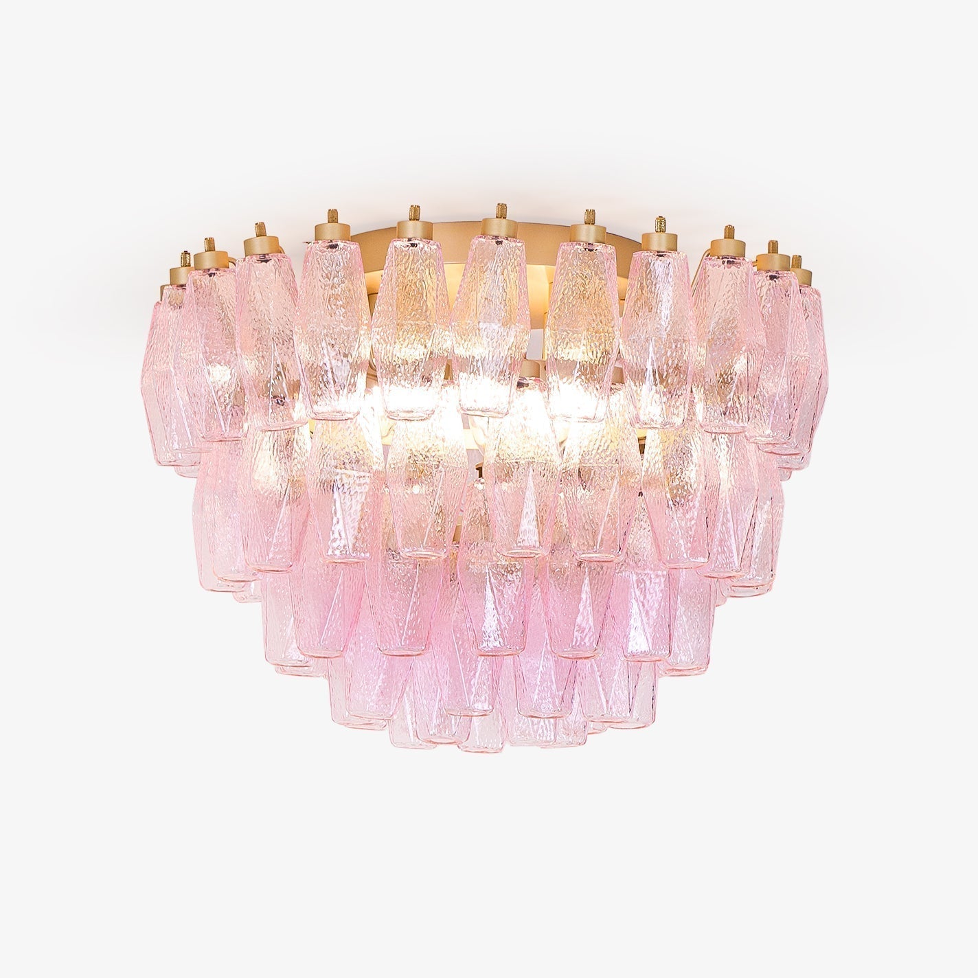 Aurora Lampe de Plafond en Verre de Murano Poliedri Rose