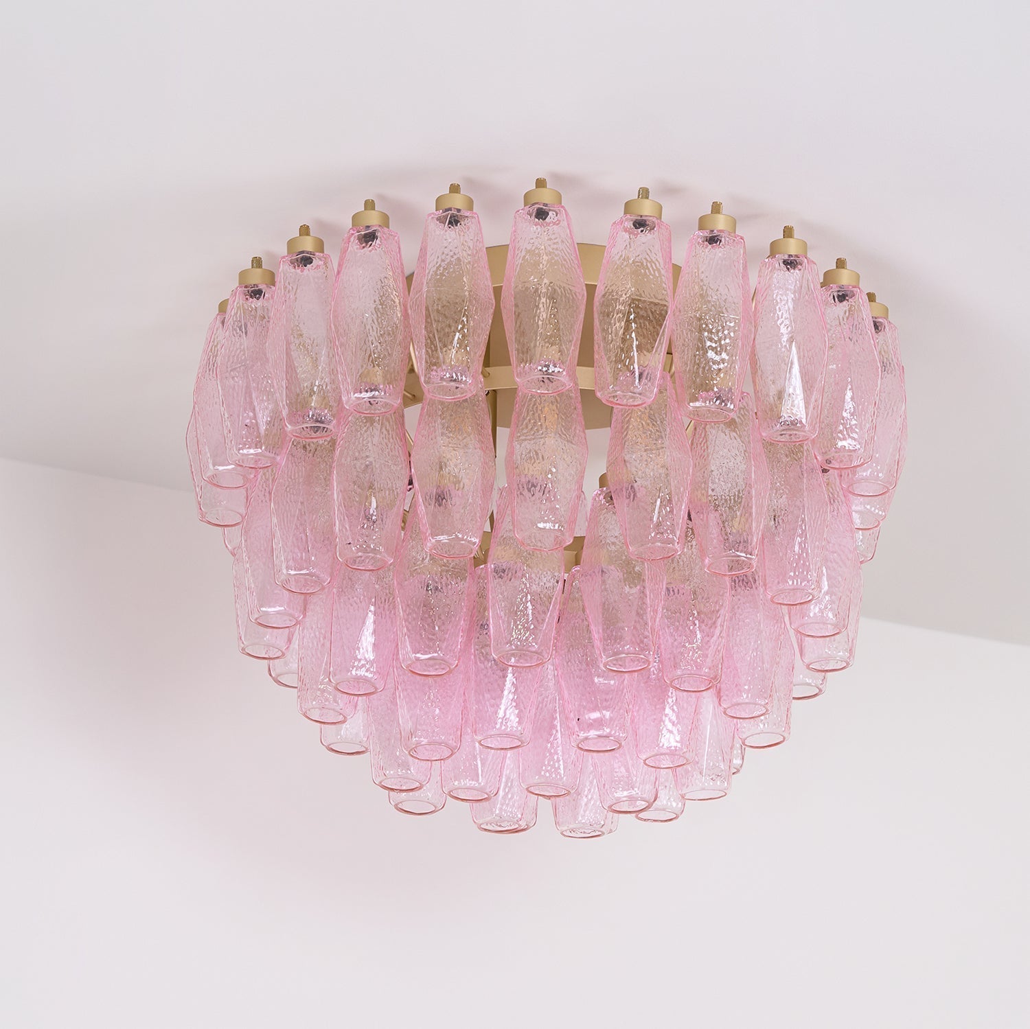 Aurora Lampe de Plafond en Verre de Murano Poliedri Rose