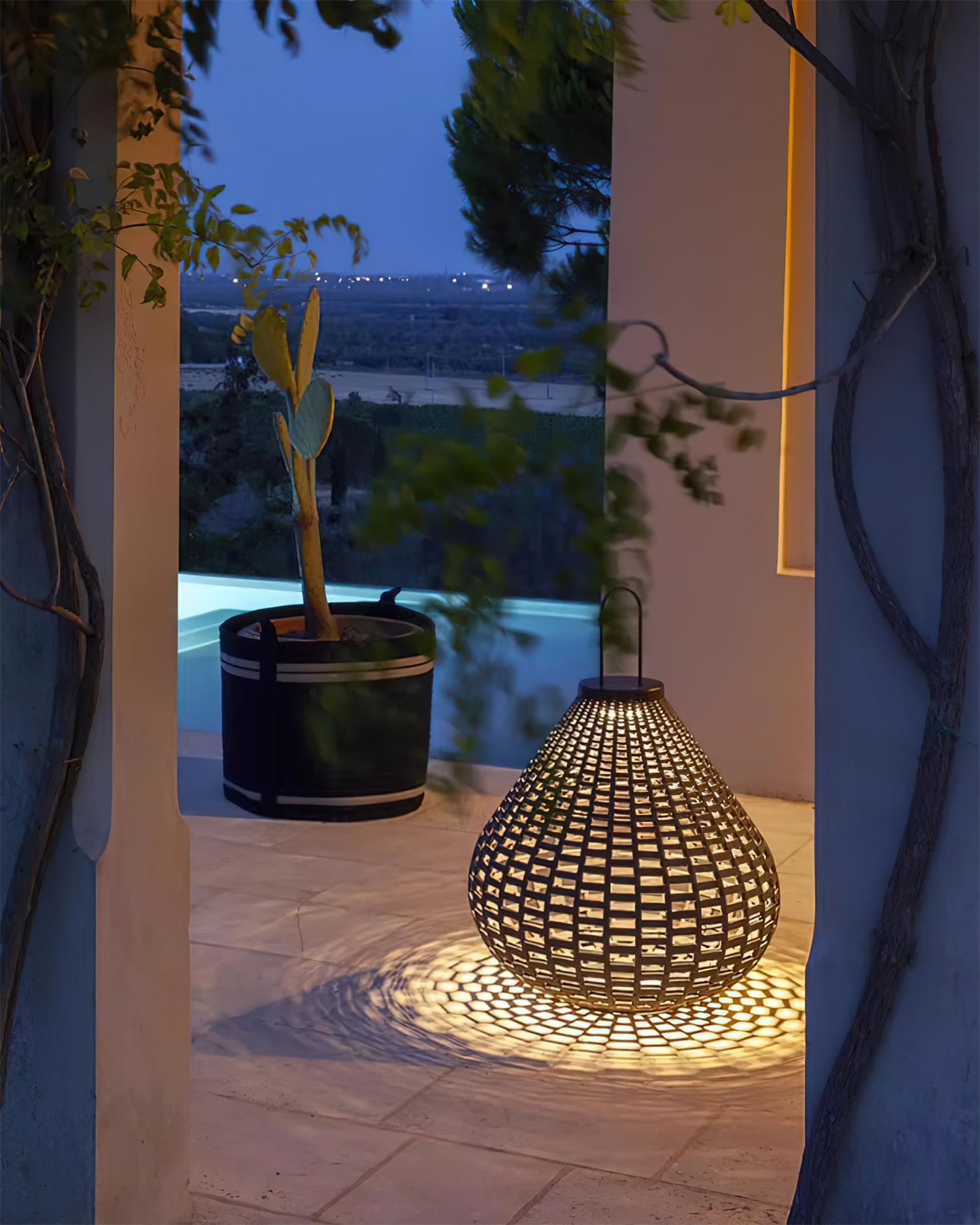 Poltrona Lampe Extérieure Lanterne Rattan Goutte d'Eau Rustique